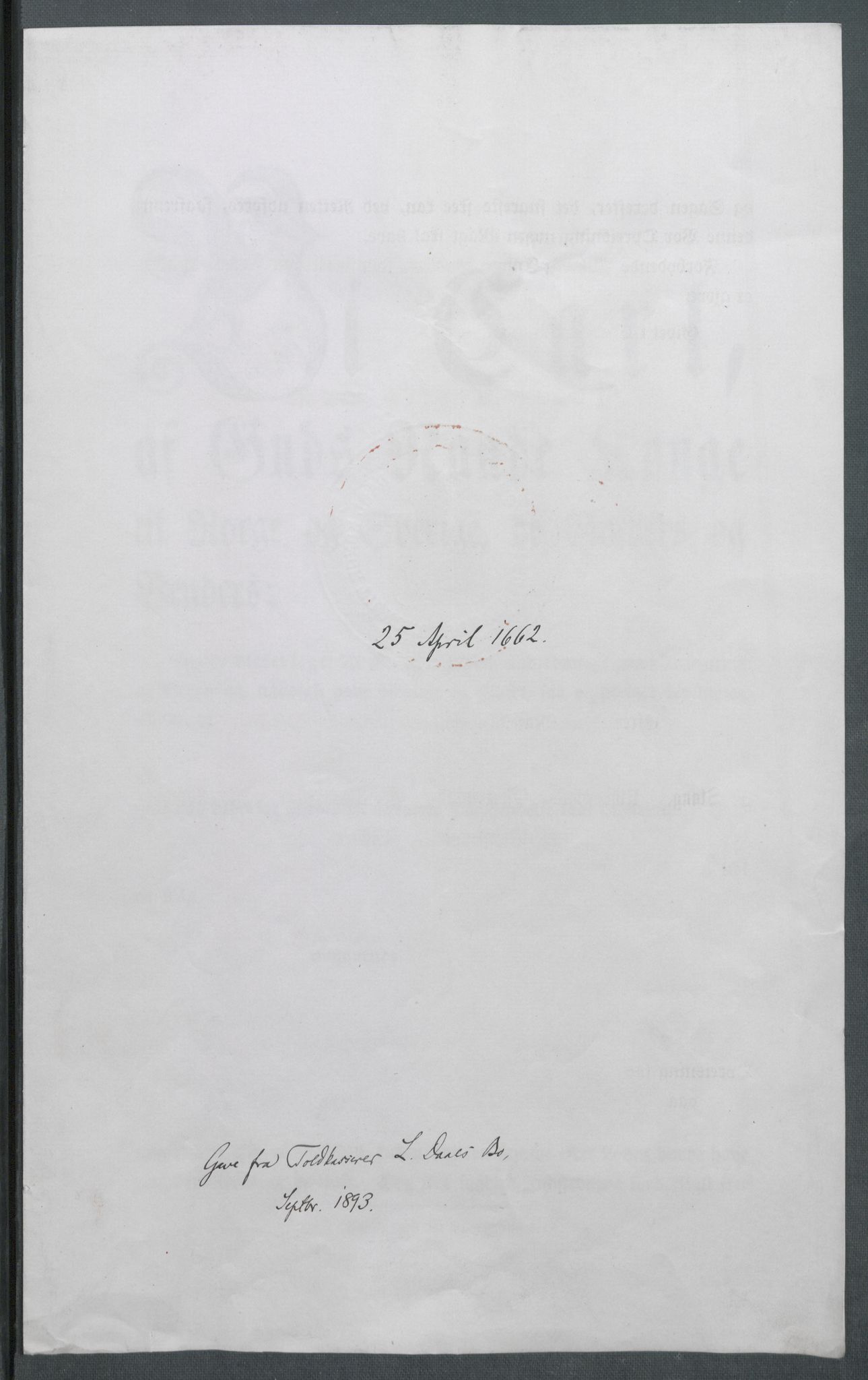 Riksarkivets diplomsamling, AV/RA-EA-5965/F02/L0169: Dokumenter, 1661-1663, s. 101