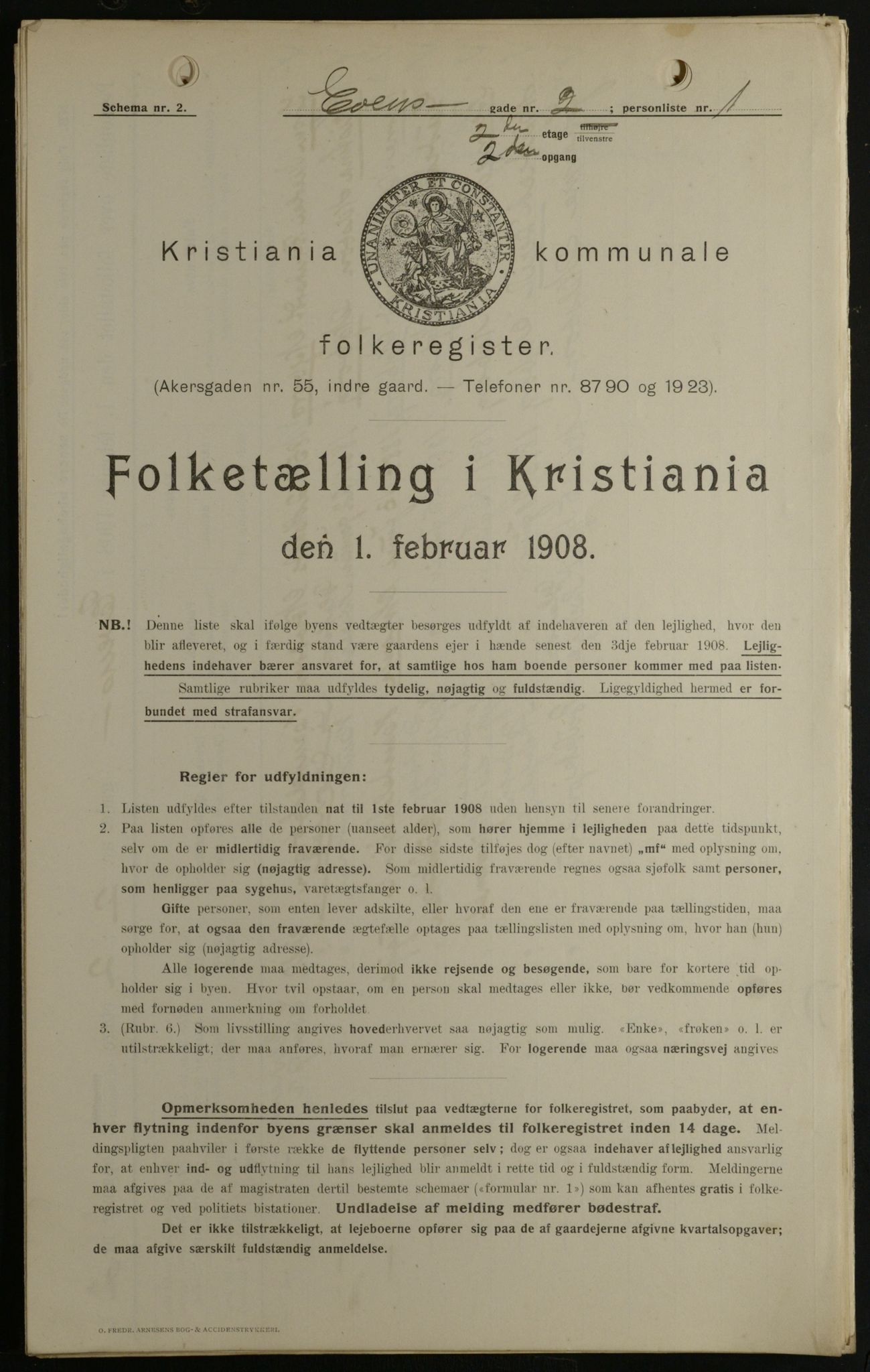 OBA, Kommunal folketelling 1.2.1908 for Kristiania kjøpstad, 1908, s. 20823