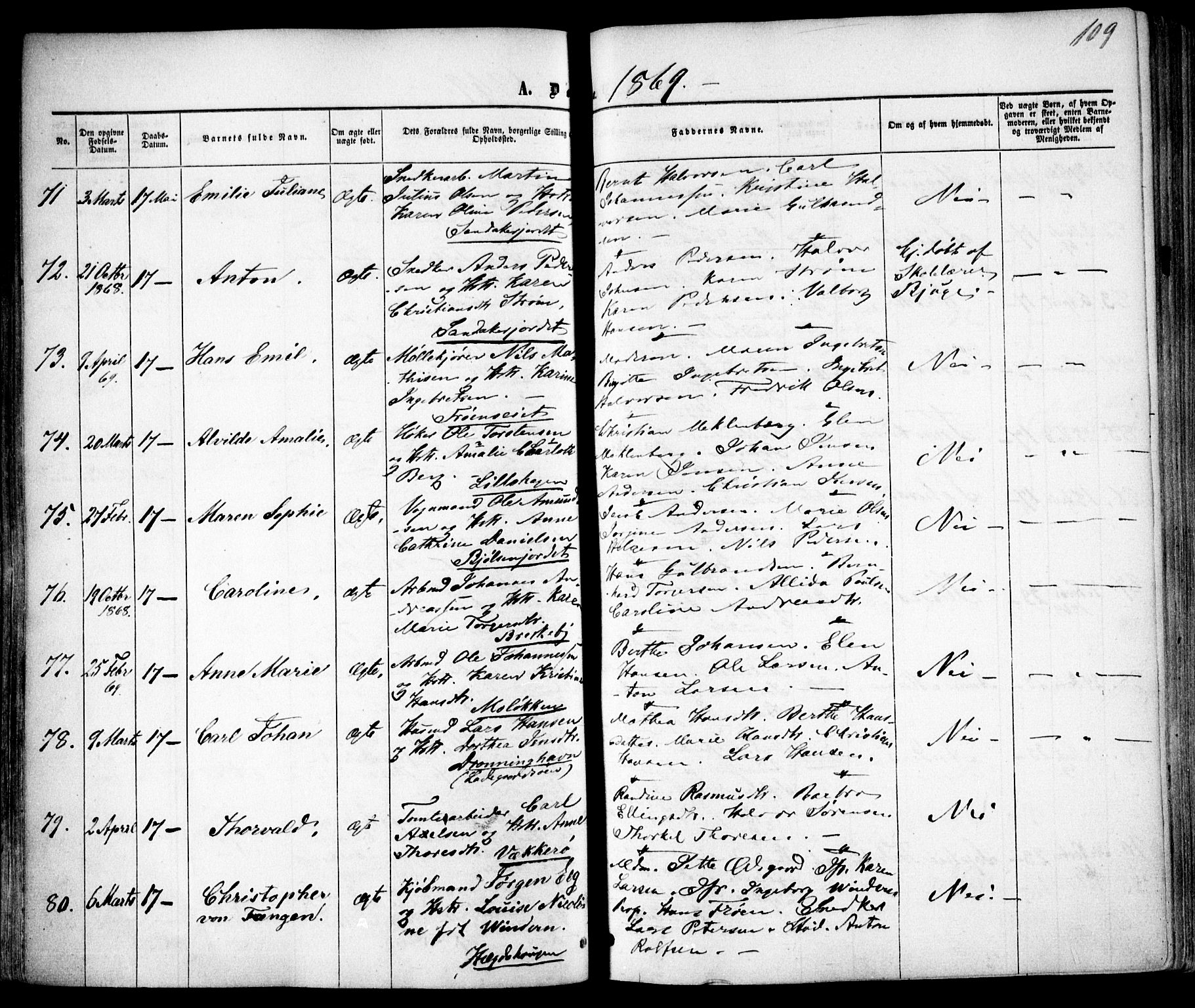 Vestre Aker prestekontor Kirkebøker, AV/SAO-A-10025/F/Fa/L0004: Ministerialbok nr. 4, 1857-1877, s. 109