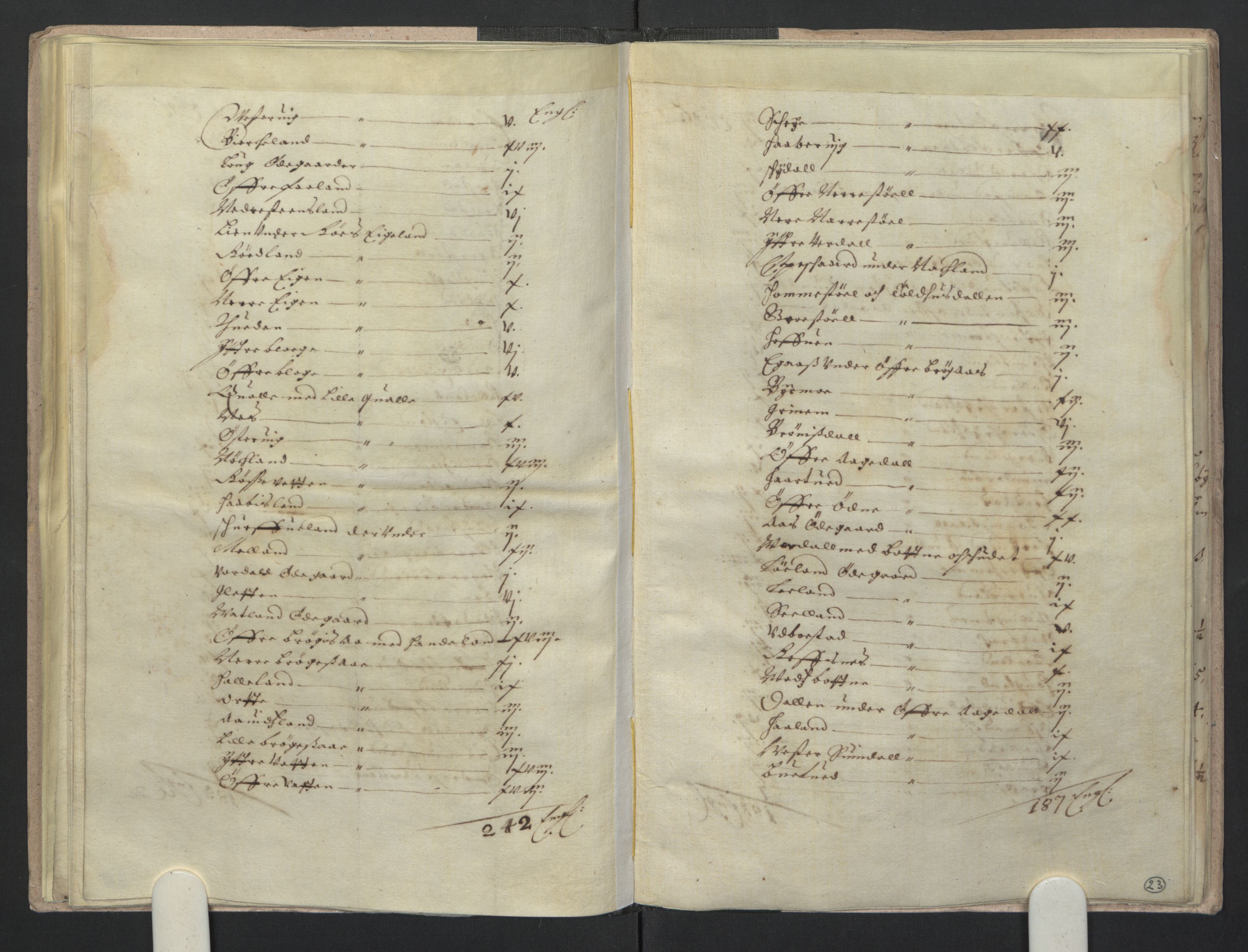 Rentekammeret inntil 1814, Realistisk ordnet avdeling, AV/RA-EA-4070/L/L0021/0004: Agder lagdømme: / Kronens jordebok. Lista len, 1661, s. 22b-23a