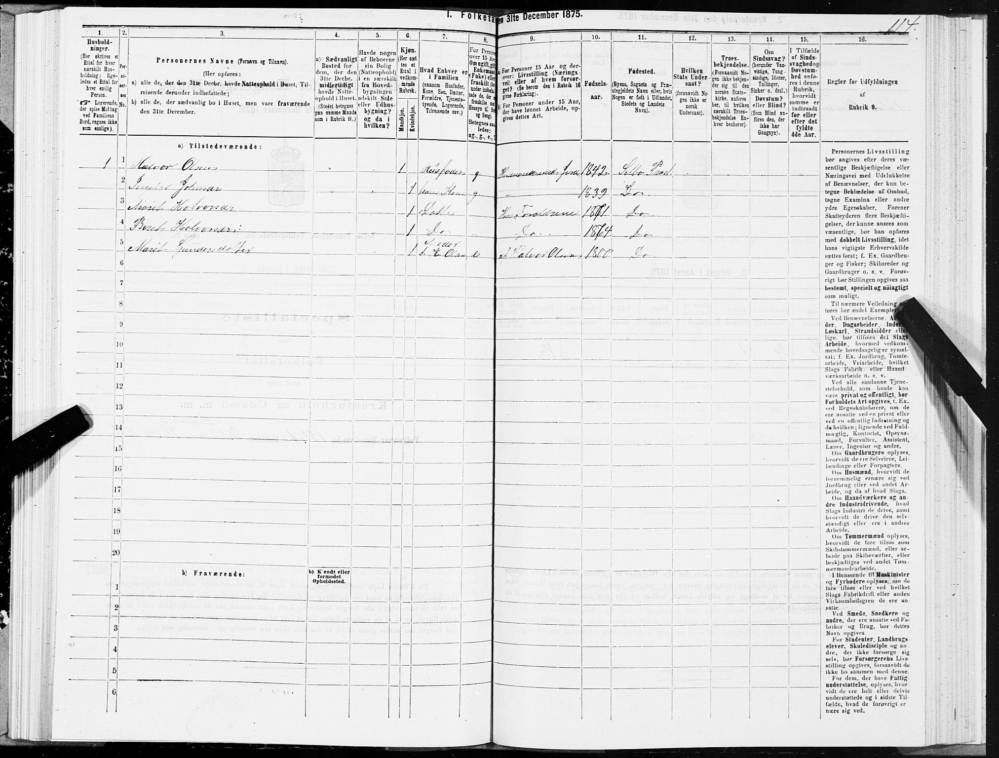 SAT, Folketelling 1875 for 1664P Selbu prestegjeld, 1875, s. 5114