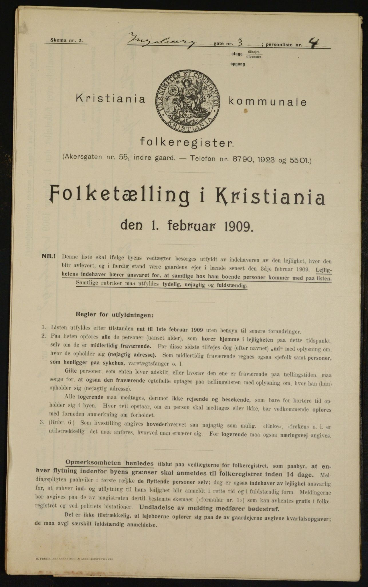 OBA, Kommunal folketelling 1.2.1909 for Kristiania kjøpstad, 1909, s. 39962