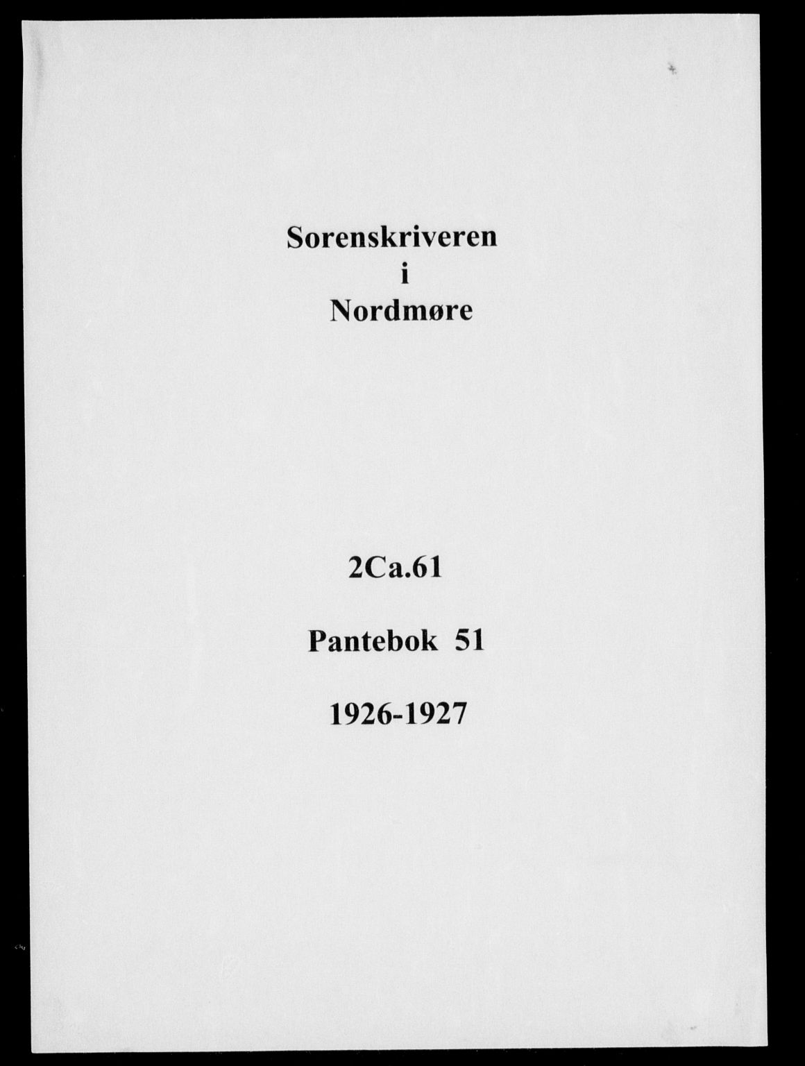 Nordmøre sorenskriveri, SAT/A-4132/1/2/2Ca/L0061: Pantebok nr. 51, 1926-1927