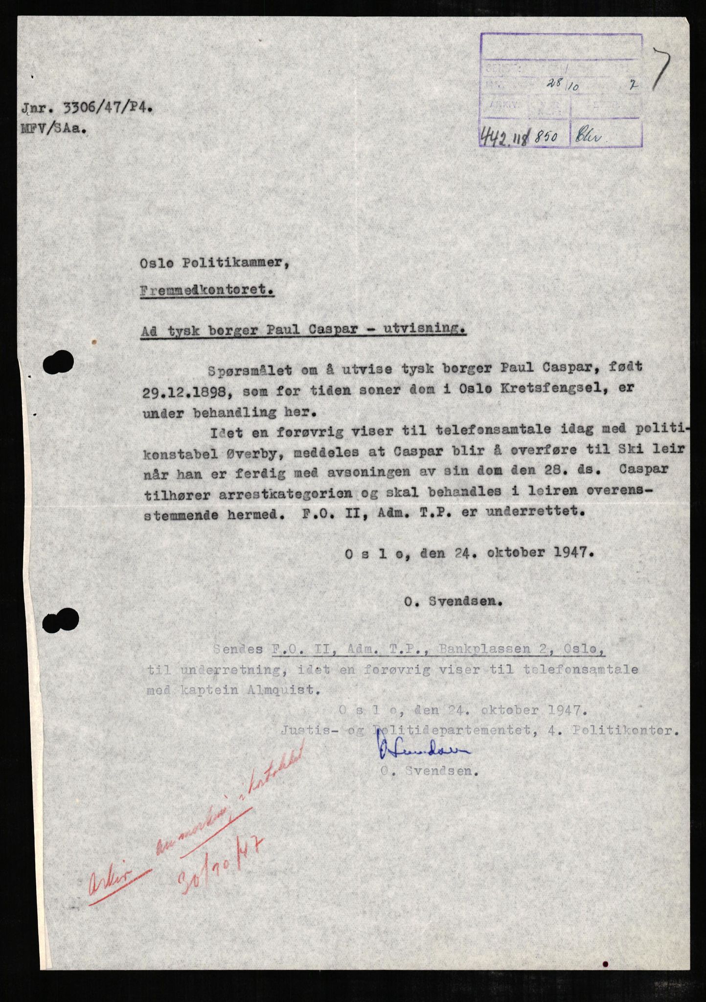 Forsvaret, Forsvarets overkommando II, AV/RA-RAFA-3915/D/Db/L0005: CI Questionaires. Tyske okkupasjonsstyrker i Norge. Tyskere., 1945-1946, s. 223