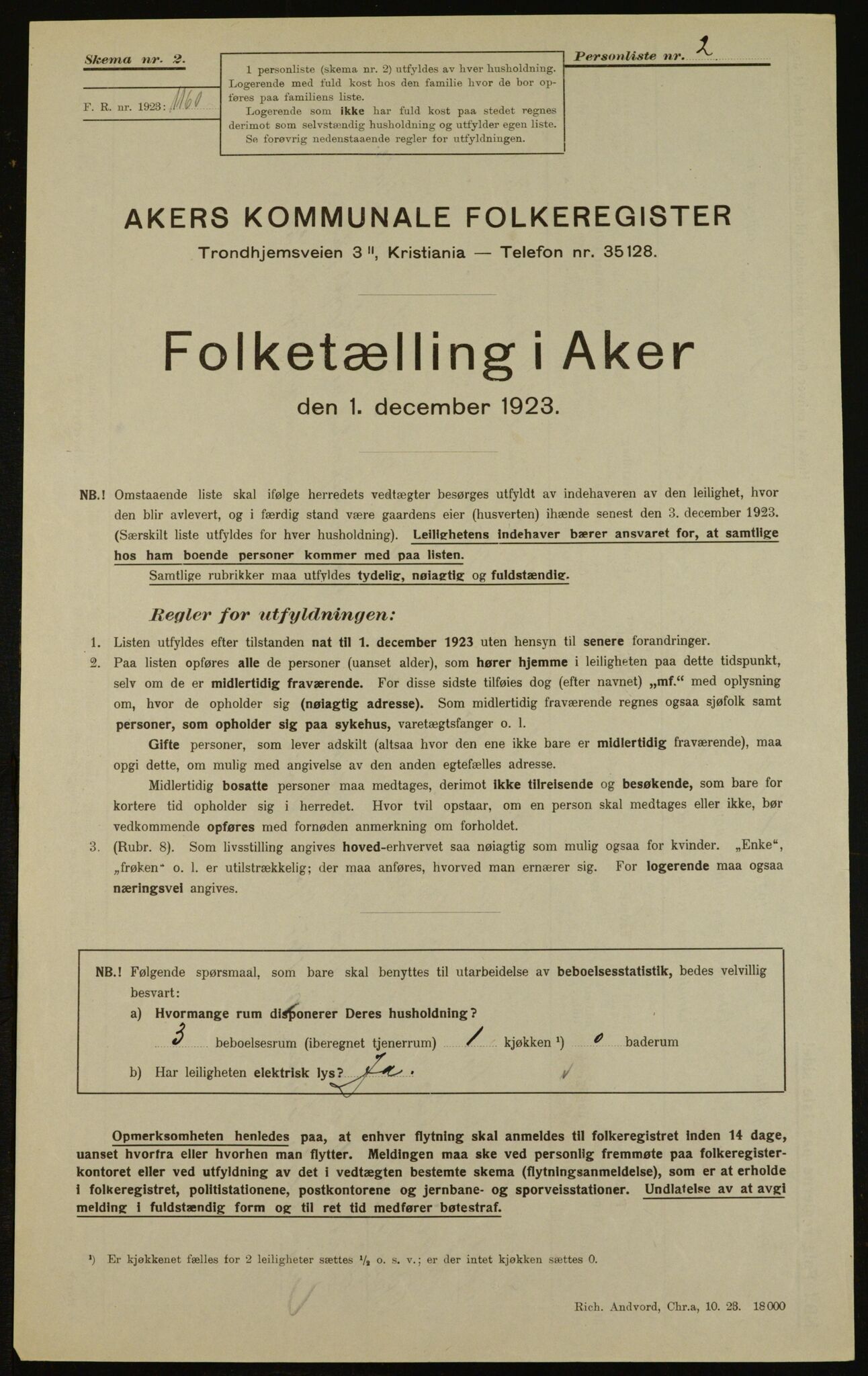 , Kommunal folketelling 1.12.1923 for Aker, 1923, s. 6995