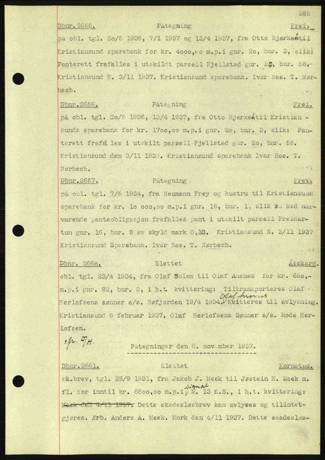 Nordmøre sorenskriveri, SAT/A-4132/1/2/2Ca: Pantebok nr. C80, 1936-1939, Dagboknr: 2655/1937