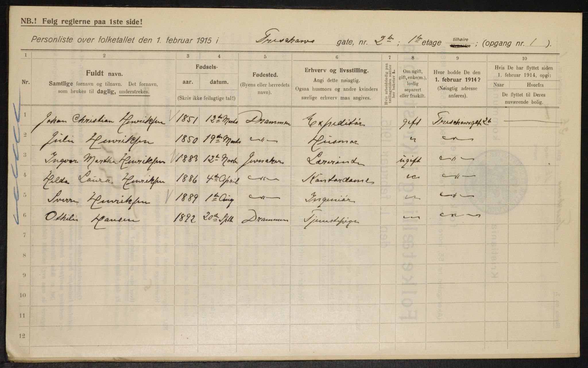 OBA, Kommunal folketelling 1.2.1915 for Kristiania, 1915, s. 115792