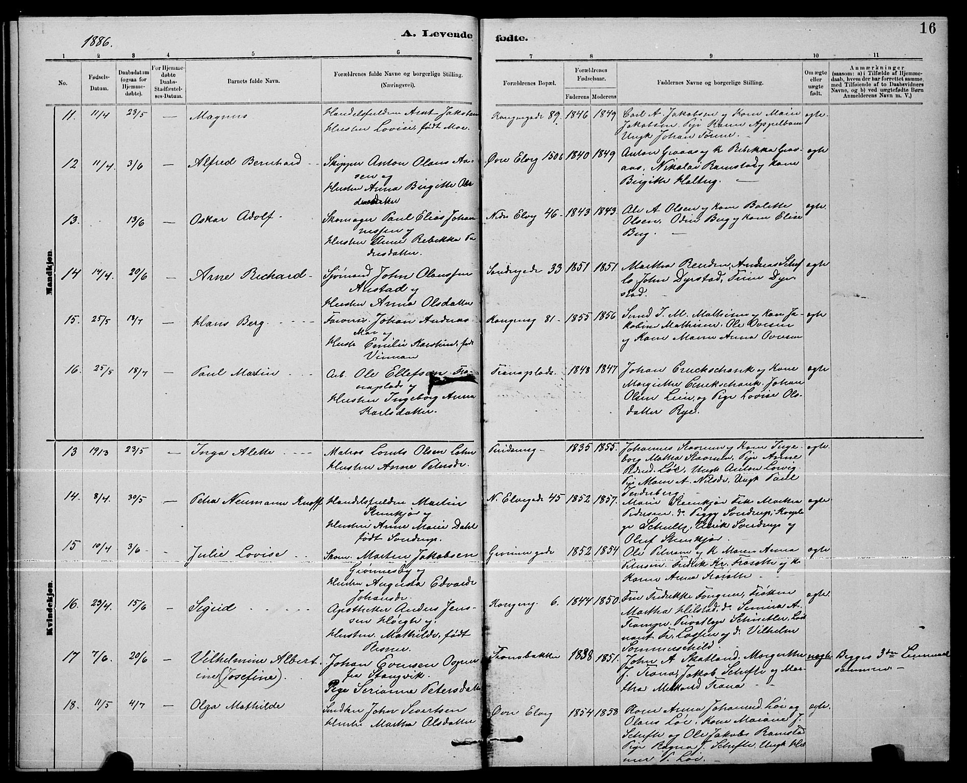 Ministerialprotokoller, klokkerbøker og fødselsregistre - Nord-Trøndelag, SAT/A-1458/739/L0374: Klokkerbok nr. 739C02, 1883-1898, s. 16