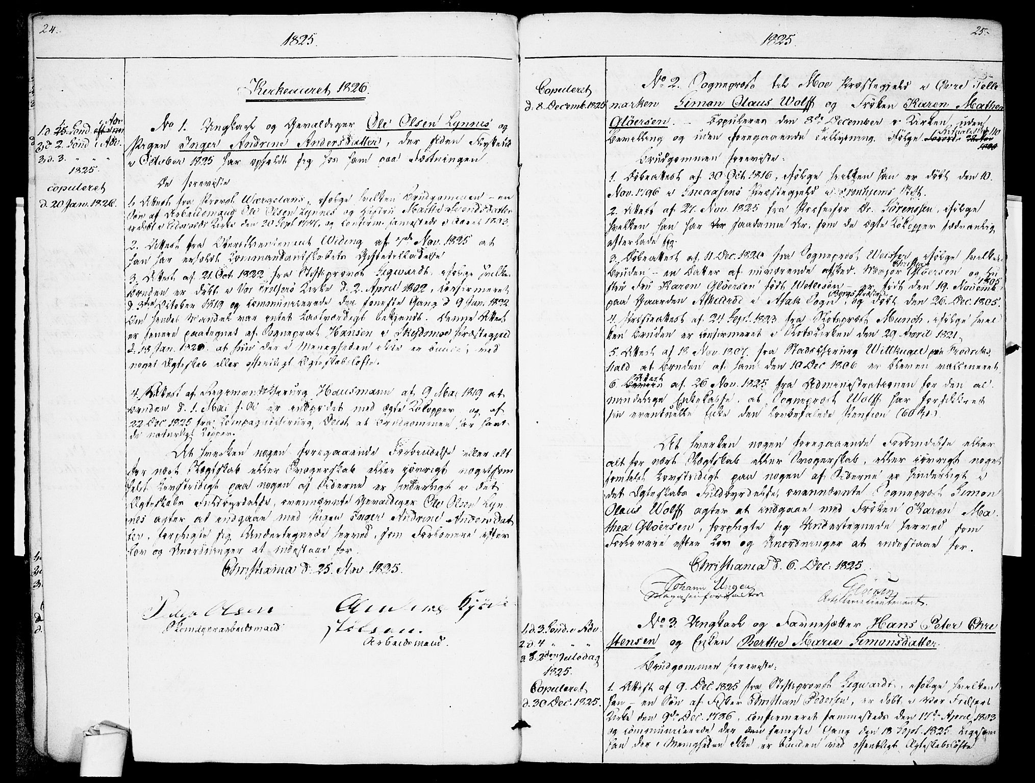 Garnisonsmenigheten Kirkebøker, AV/SAO-A-10846/H/Ha/L0001: Lysningsprotokoll nr. I 1, 1823-1828, s. 24-25
