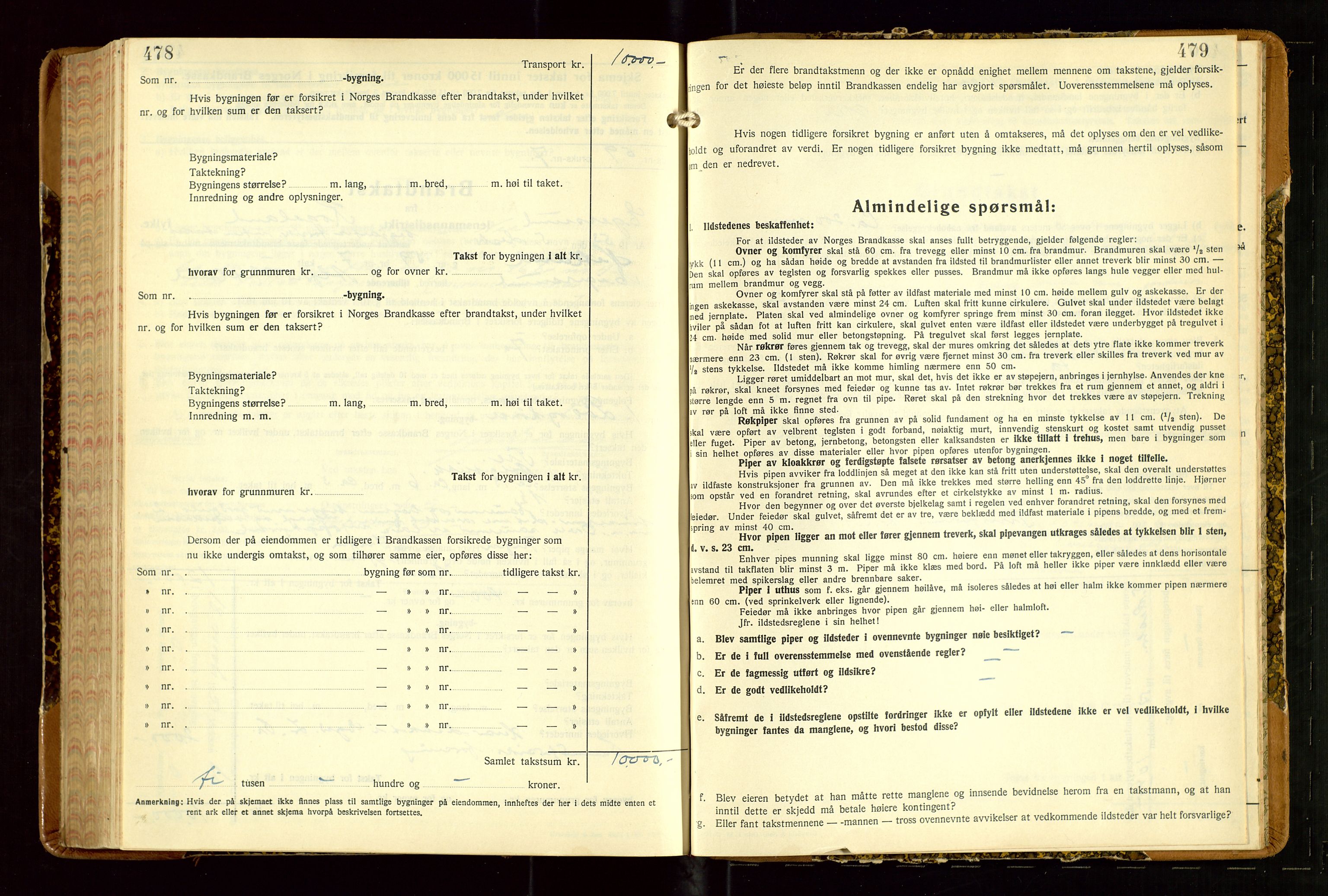 Eigersund lensmannskontor, AV/SAST-A-100171/Gob/L0007: "Brandtakstprotokoll", 1938-1955, s. 478-479