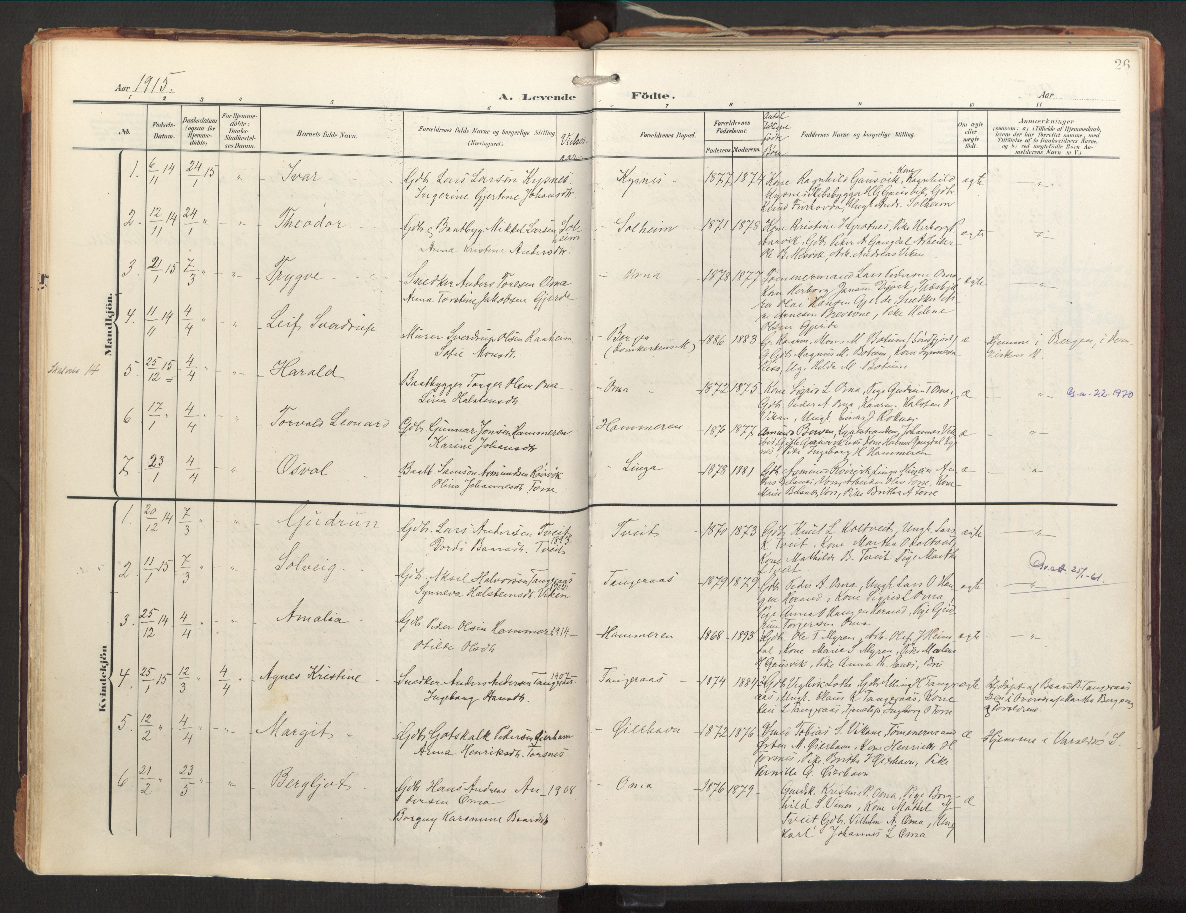 Strandebarm sokneprestembete, AV/SAB-A-78401/H/Haa: Ministerialbok nr. B 2, 1909-1941, s. 26