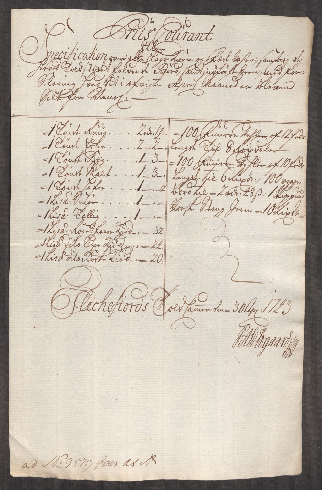 Rentekammeret inntil 1814, Realistisk ordnet avdeling, RA/EA-4070/Oe/L0002: [Ø1]: Priskuranter, 1740-1744, s. 809