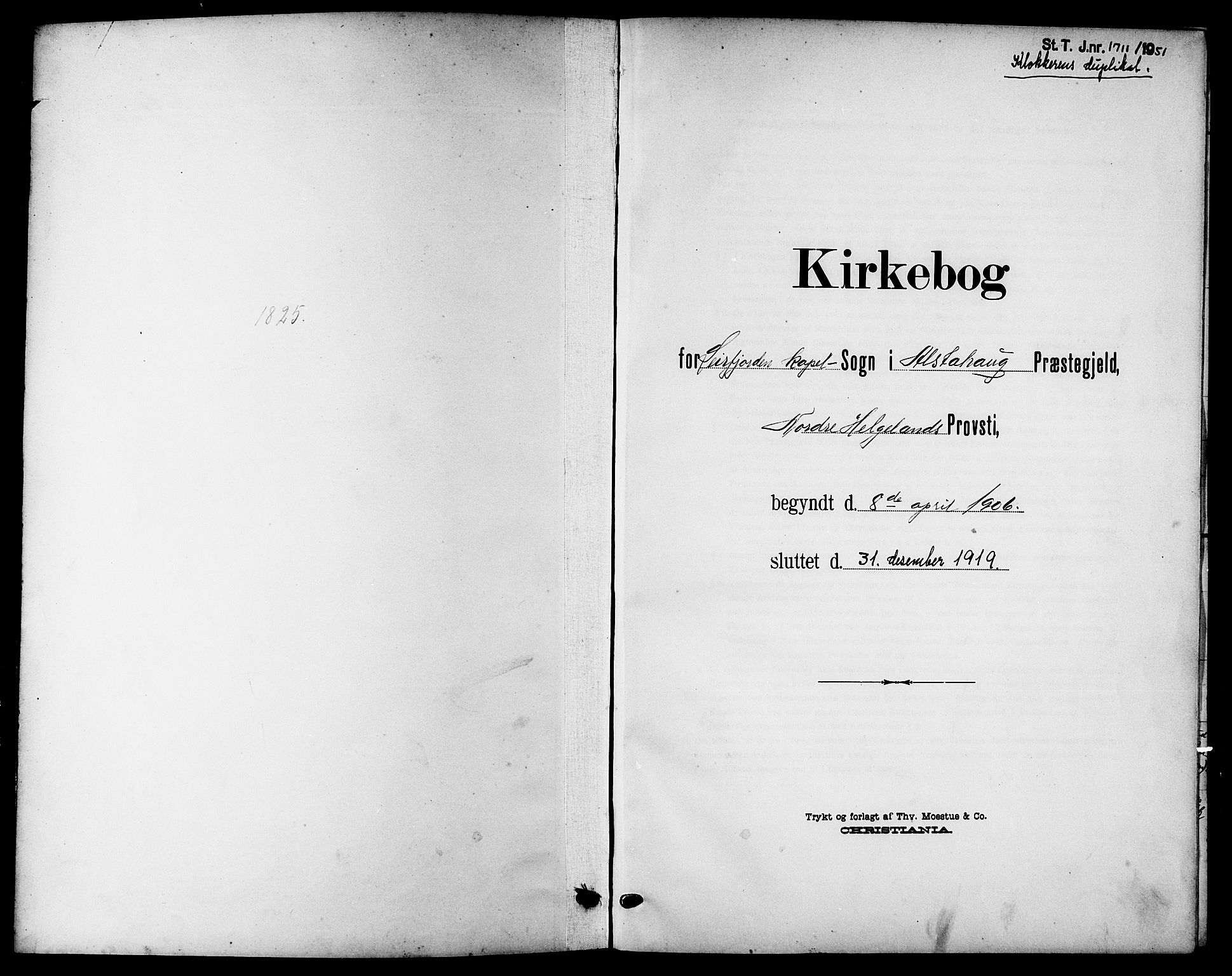 Ministerialprotokoller, klokkerbøker og fødselsregistre - Nordland, SAT/A-1459/832/L0494: Klokkerbok nr. 832C01, 1906-1922