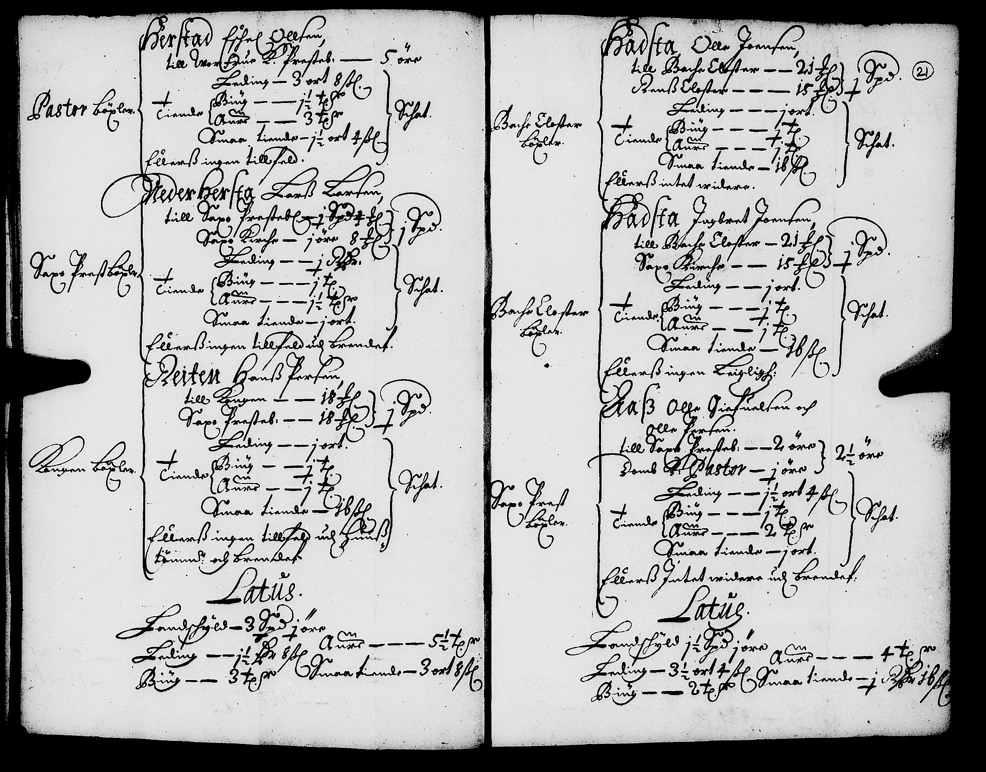 Rentekammeret inntil 1814, Realistisk ordnet avdeling, RA/EA-4070/N/Nb/Nba/L0055: Inderøy len, 1668, s. 20b-21a