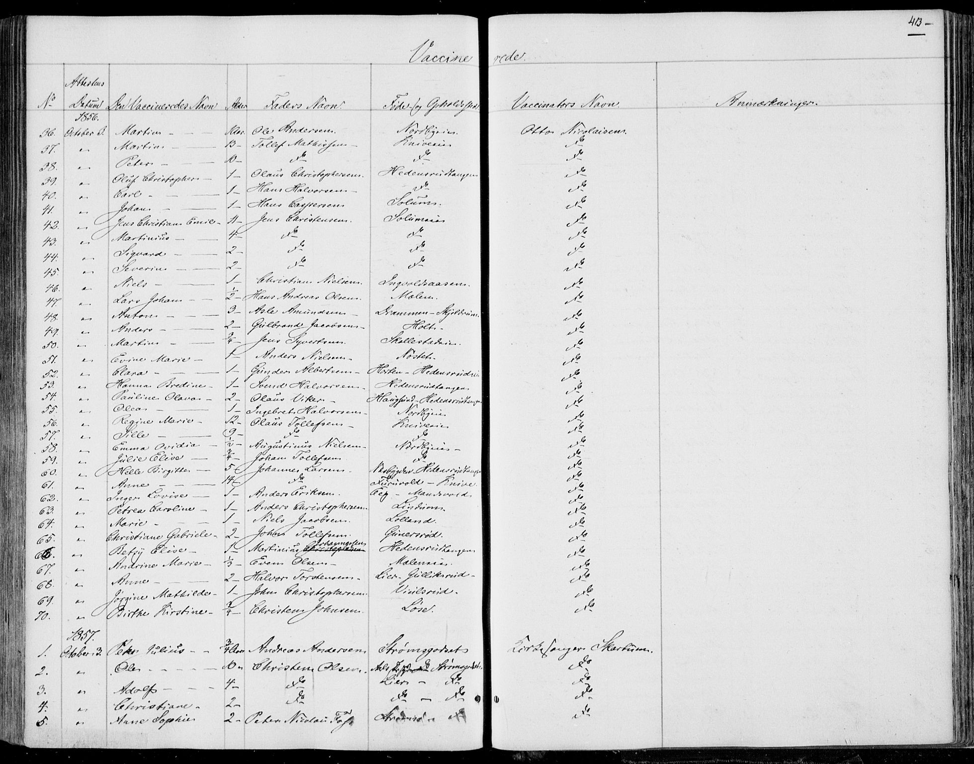 Skoger kirkebøker, AV/SAKO-A-59/F/Fa/L0003: Ministerialbok nr. I 3, 1842-1861, s. 413