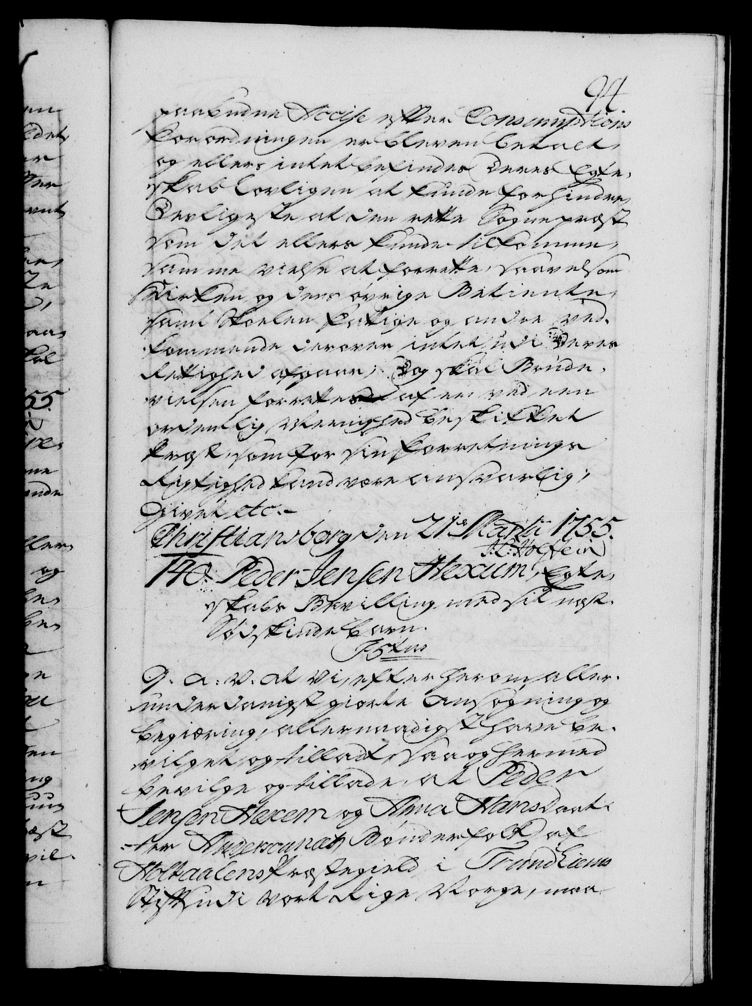Danske Kanselli 1572-1799, RA/EA-3023/F/Fc/Fca/Fcaa/L0039: Norske registre, 1755-1756, s. 94a