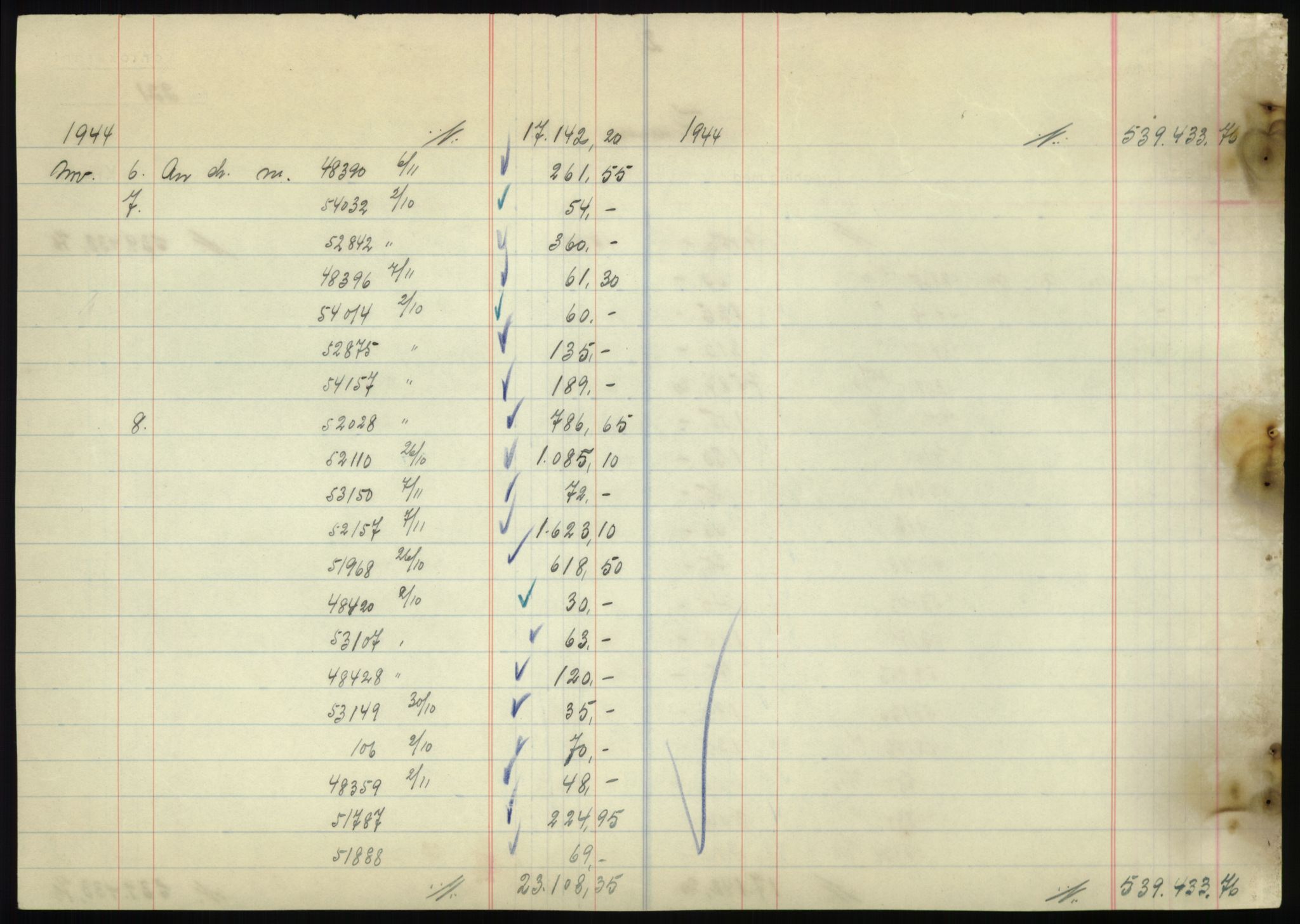 Forsvarsdepartementet, 10. kontor / Oppgjørskontoret, AV/RA-RAFA-1225/D/Db/L0180: Lista oppgjørskontor, 1942-1952, s. 1882