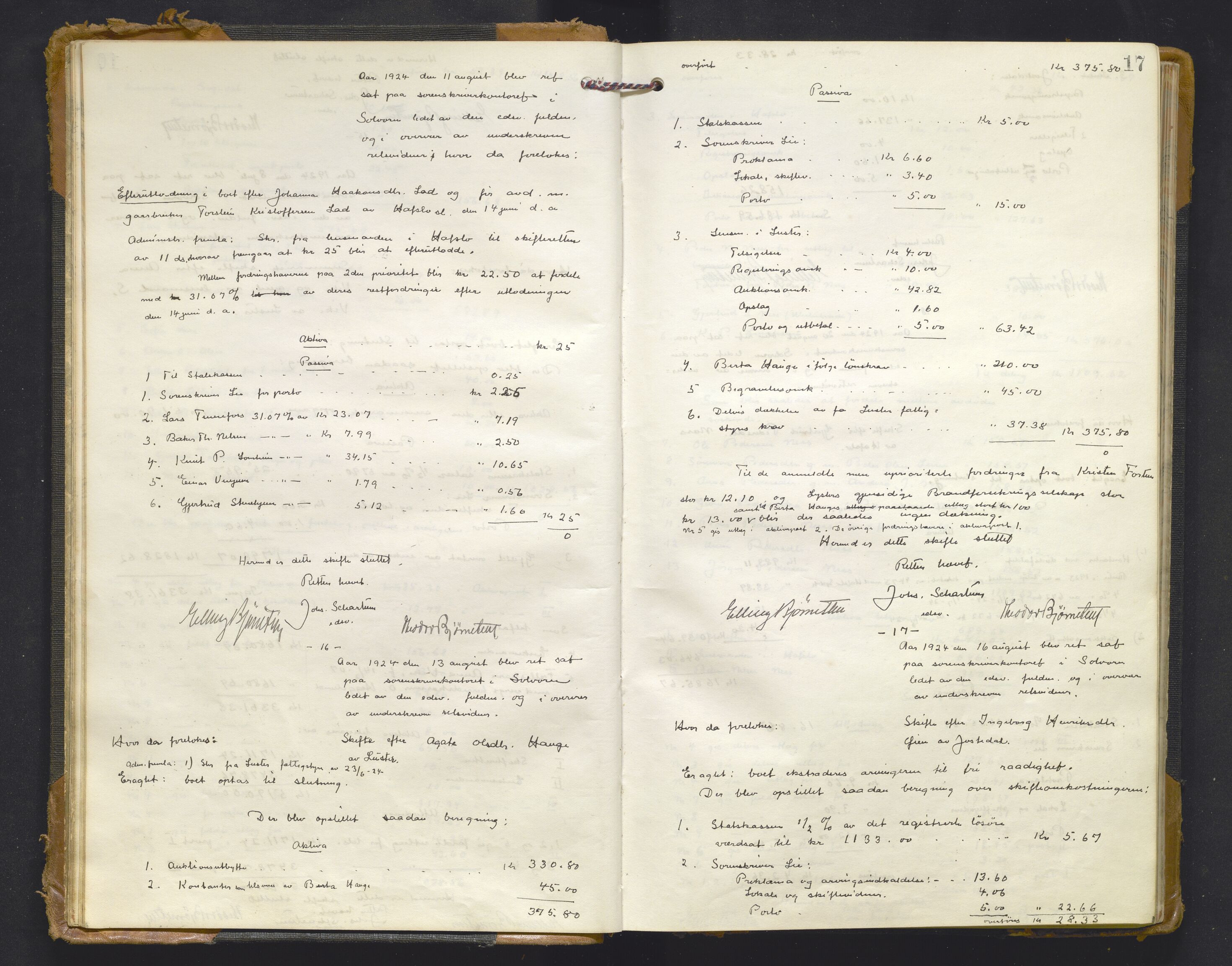 Indre Sogn tingrett, AV/SAB-A-3301/1/H/Hd/L0009: Skifteutlodningsprotokoll 9, 1923-1932, s. 16b-17a
