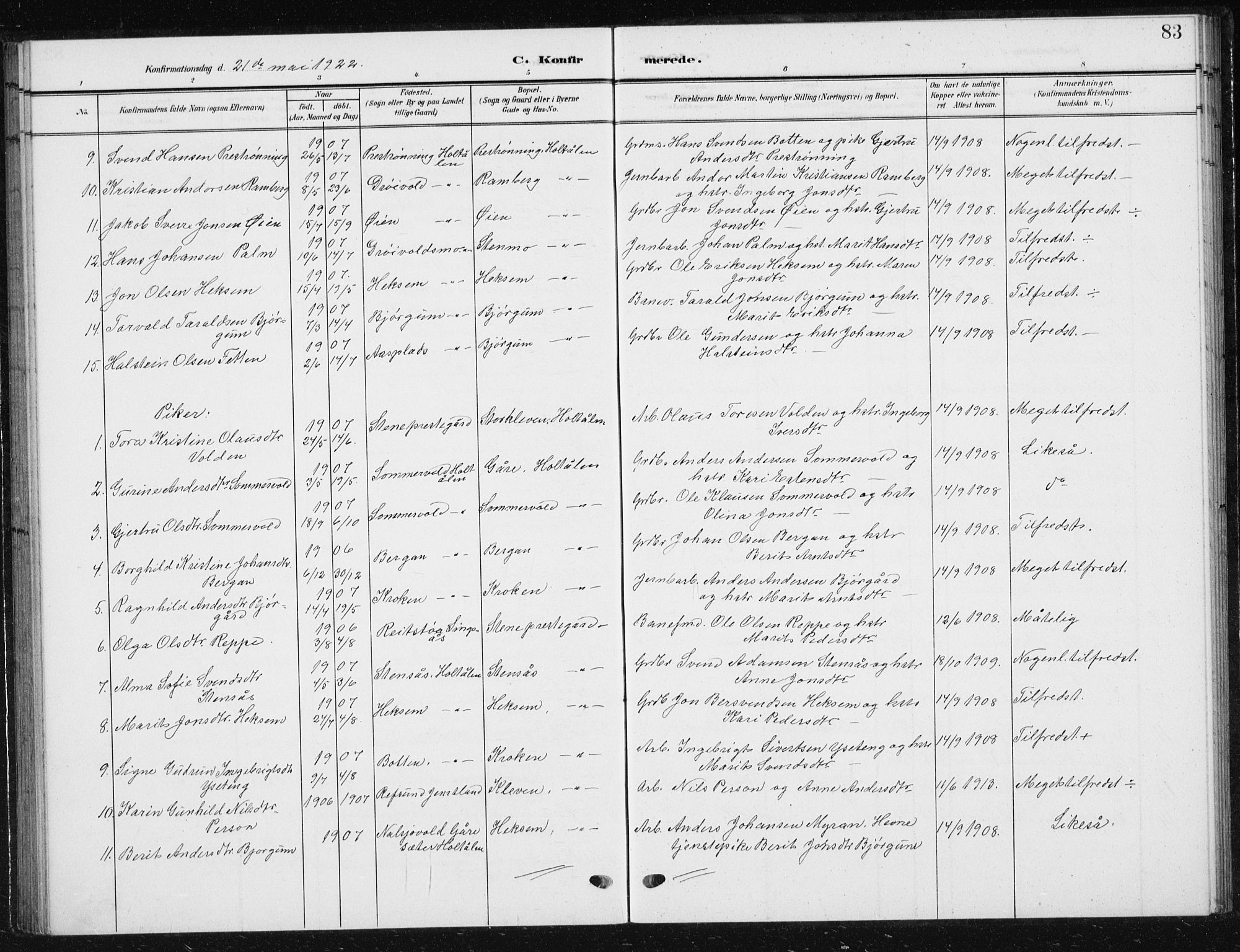 Ministerialprotokoller, klokkerbøker og fødselsregistre - Sør-Trøndelag, AV/SAT-A-1456/685/L0979: Klokkerbok nr. 685C04, 1908-1933, s. 83