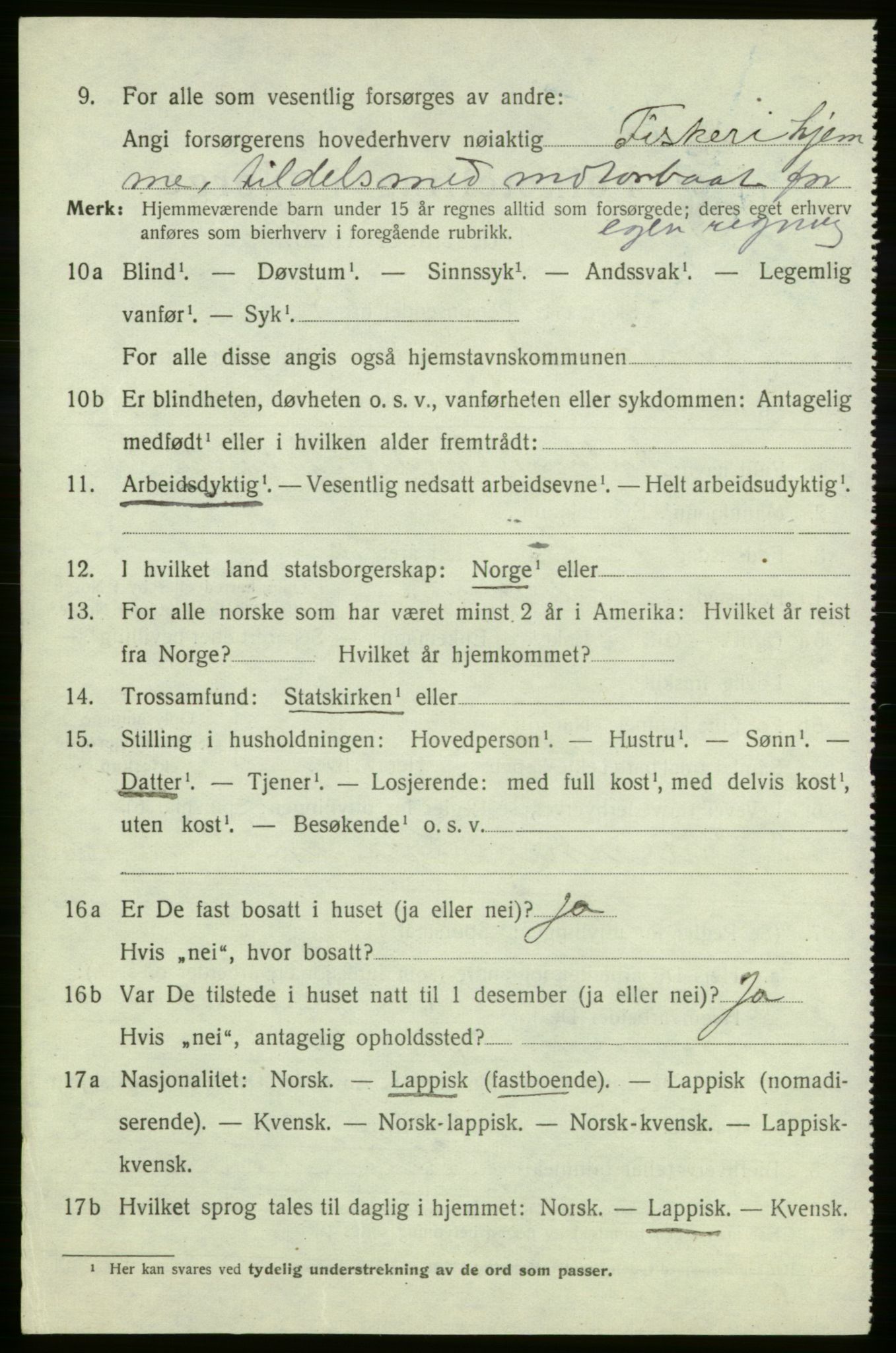 SATØ, Folketelling 1920 for 2017 Kvalsund herred, 1920, s. 2453