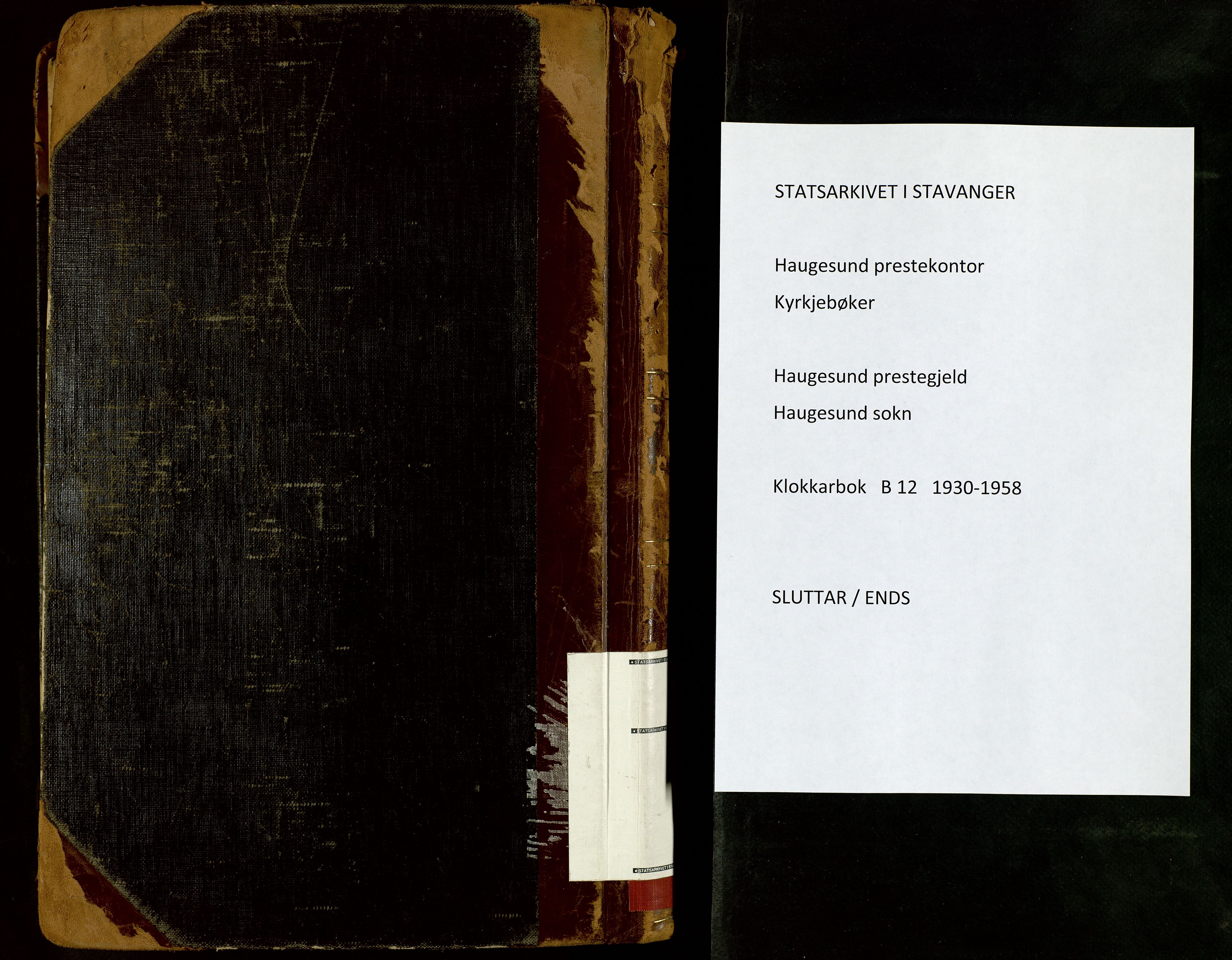 Haugesund sokneprestkontor, AV/SAST-A -101863/H/Ha/Hab/L0012: Klokkerbok nr. B 12, 1930-1958
