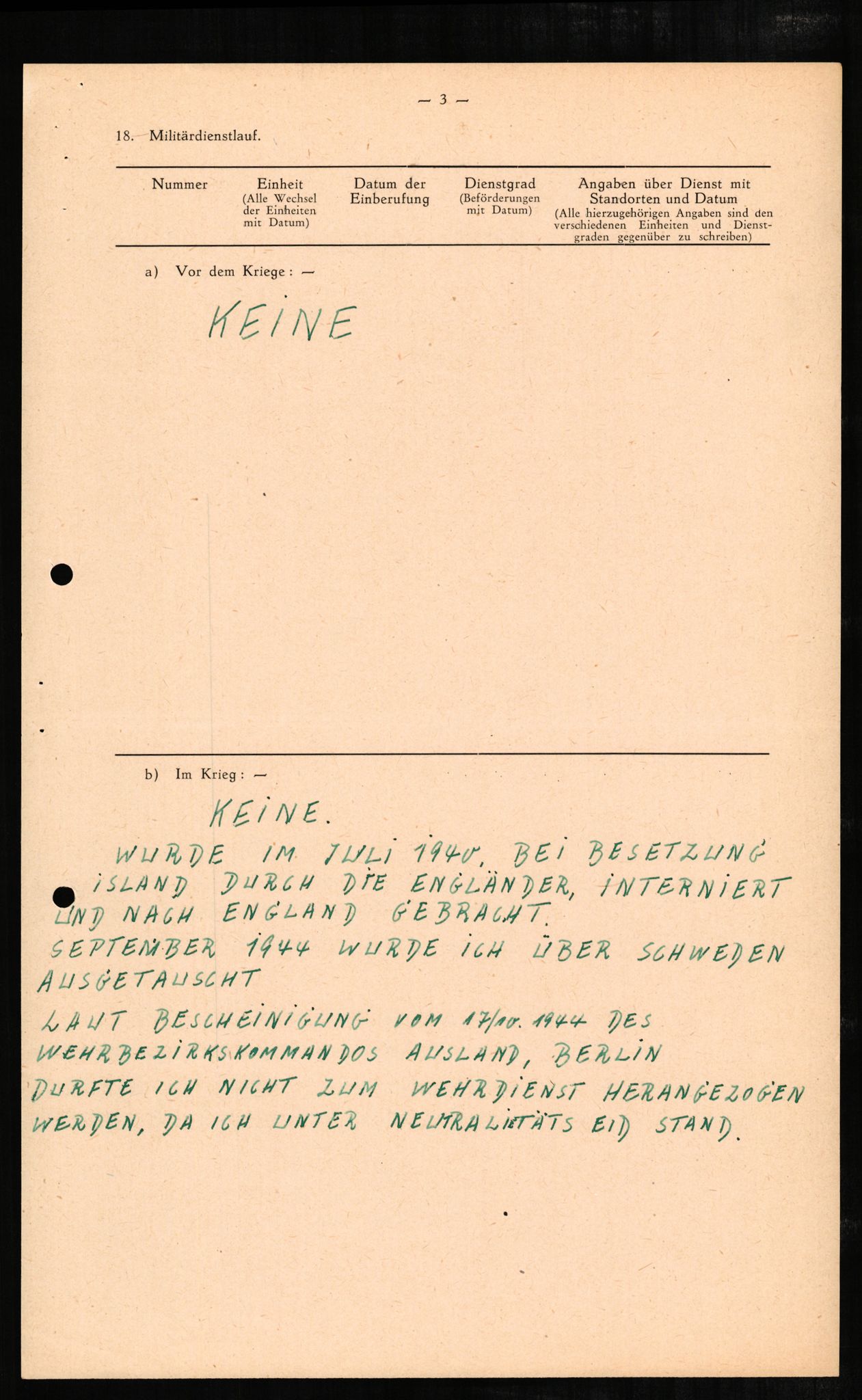 Forsvaret, Forsvarets overkommando II, AV/RA-RAFA-3915/D/Db/L0003: CI Questionaires. Tyske okkupasjonsstyrker i Norge. Tyskere., 1945-1946, s. 40