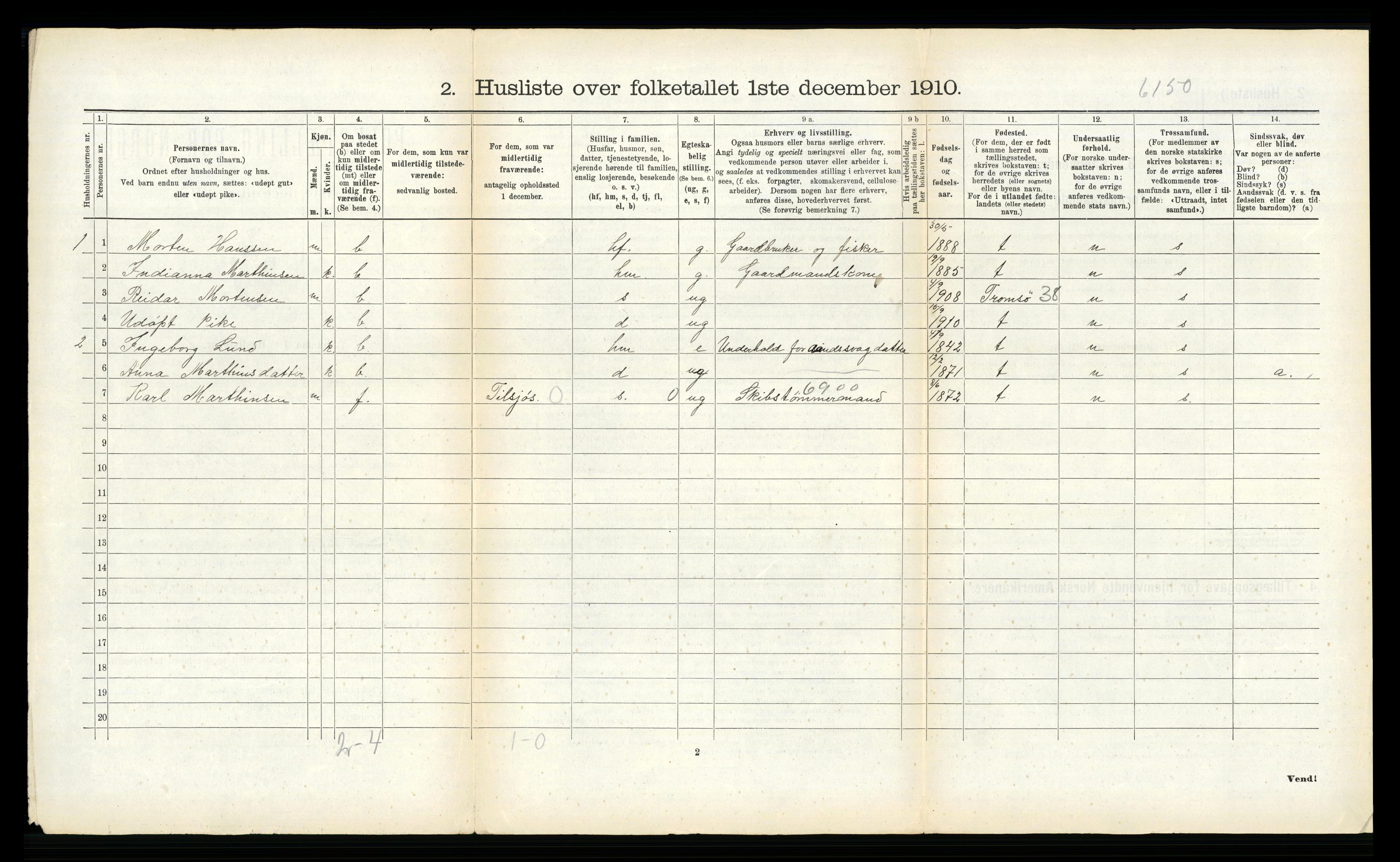 RA, Folketelling 1910 for 1934 Tromsøysund herred, 1910, s. 672