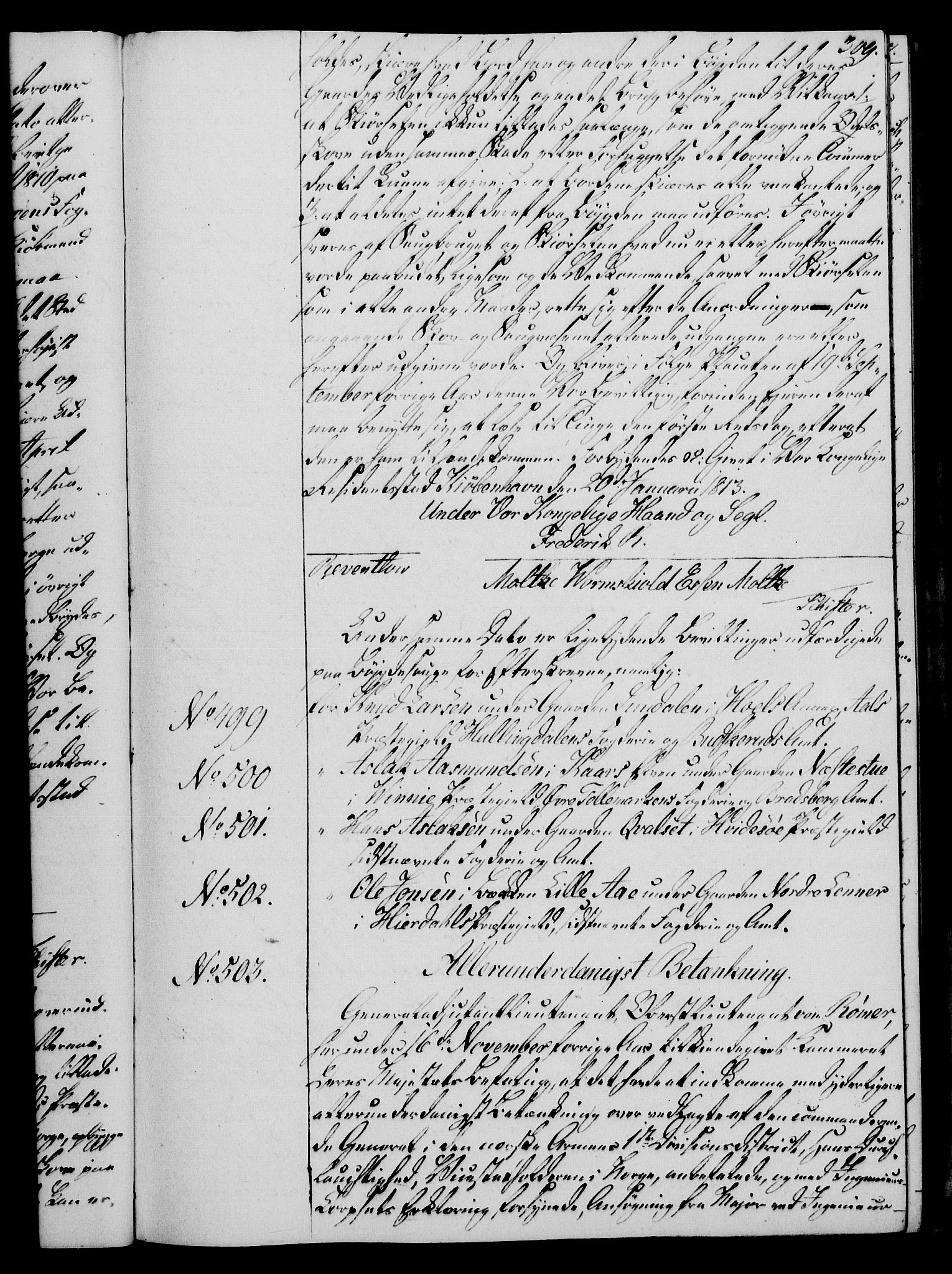 Rentekammeret, Kammerkanselliet, AV/RA-EA-3111/G/Gg/Gga/L0020: Norsk ekspedisjonsprotokoll med register (merket RK 53.20), 1811-1814, s. 309