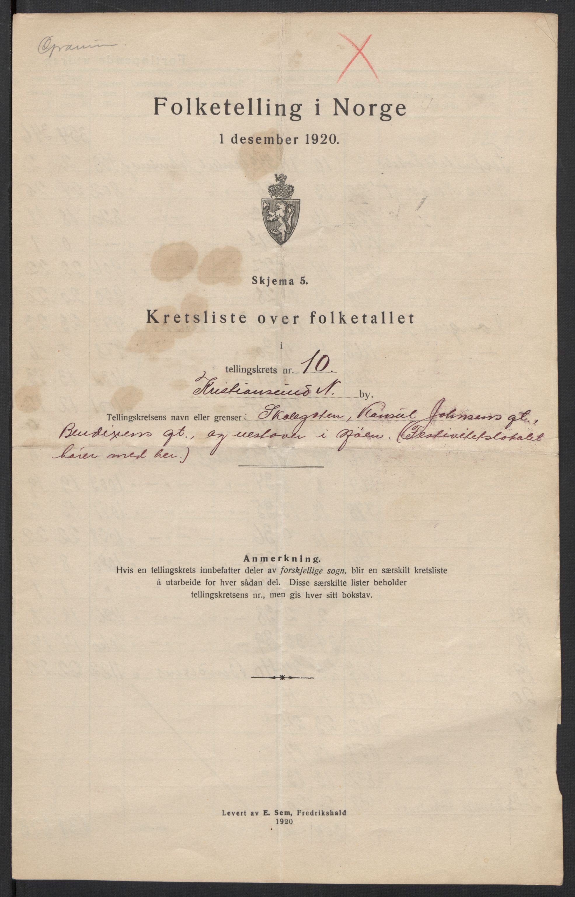 SAT, Folketelling 1920 for 1503 Kristiansund kjøpstad, 1920, s. 33