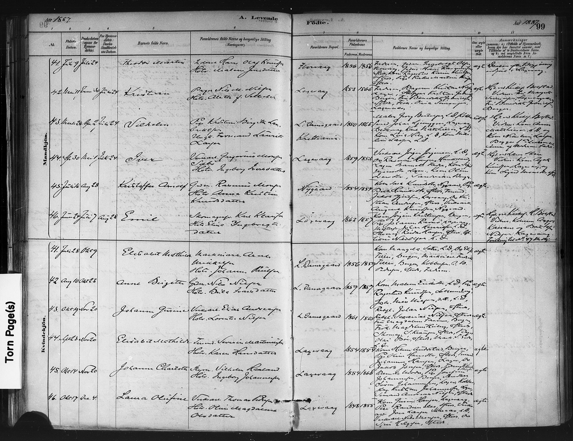Askøy Sokneprestembete, AV/SAB-A-74101/H/Ha/Haa/Haae/L0002: Ministerialbok nr. E 2, 1878-1891, s. 99