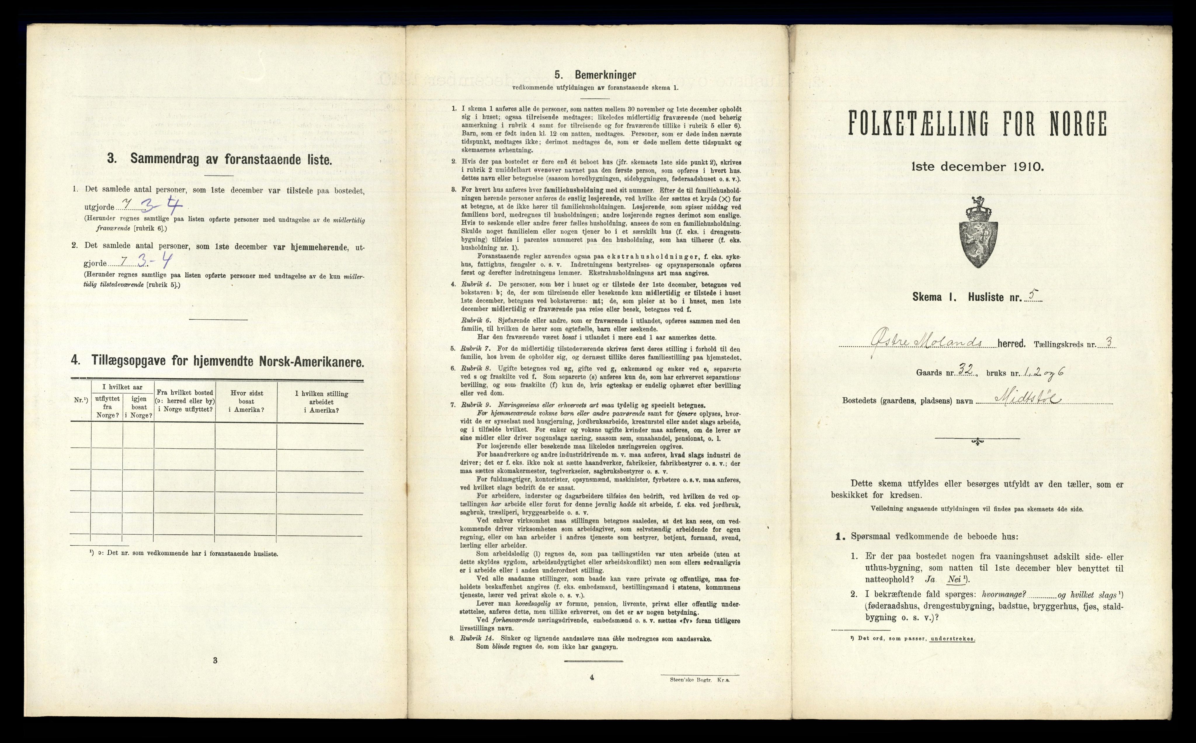 RA, Folketelling 1910 for 0918 Austre Moland herred, 1910, s. 294