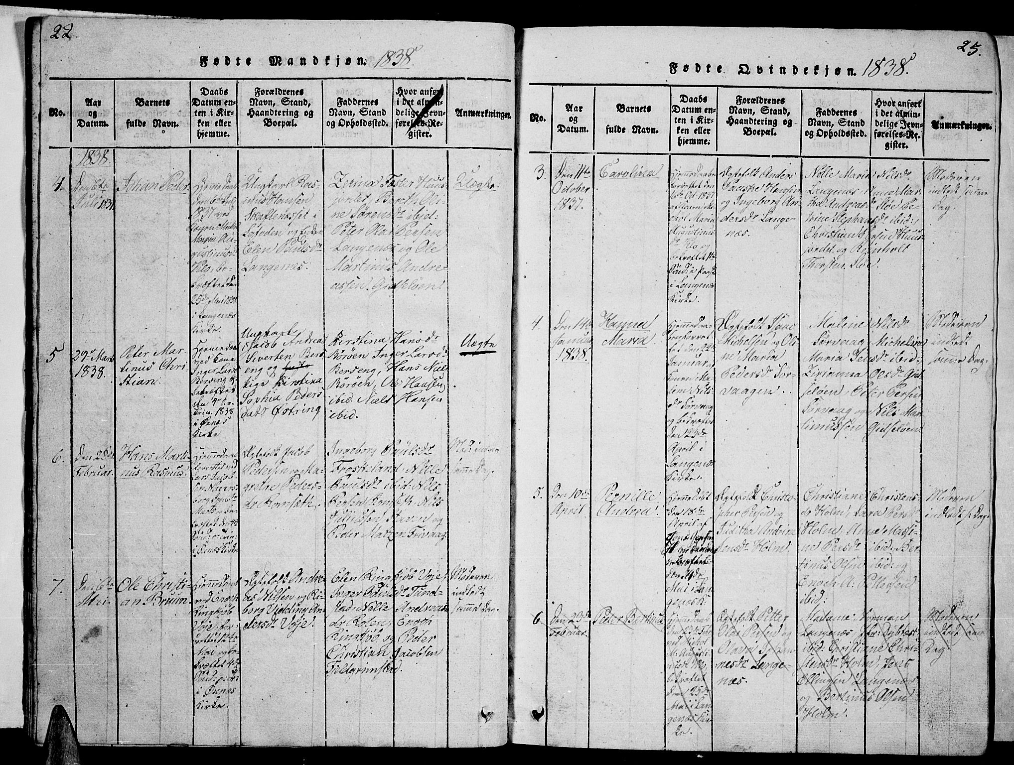 Ministerialprotokoller, klokkerbøker og fødselsregistre - Nordland, AV/SAT-A-1459/893/L1346: Klokkerbok nr. 893C01, 1820-1858, s. 22-23