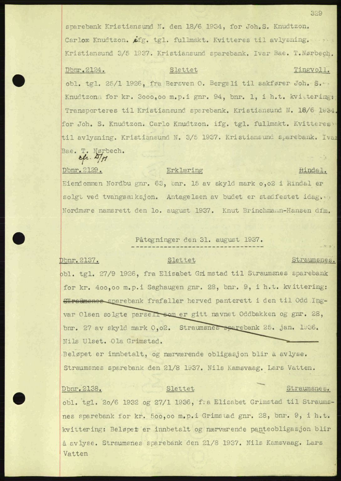 Nordmøre sorenskriveri, SAT/A-4132/1/2/2Ca: Pantebok nr. C80, 1936-1939, Dagboknr: 2124/1937