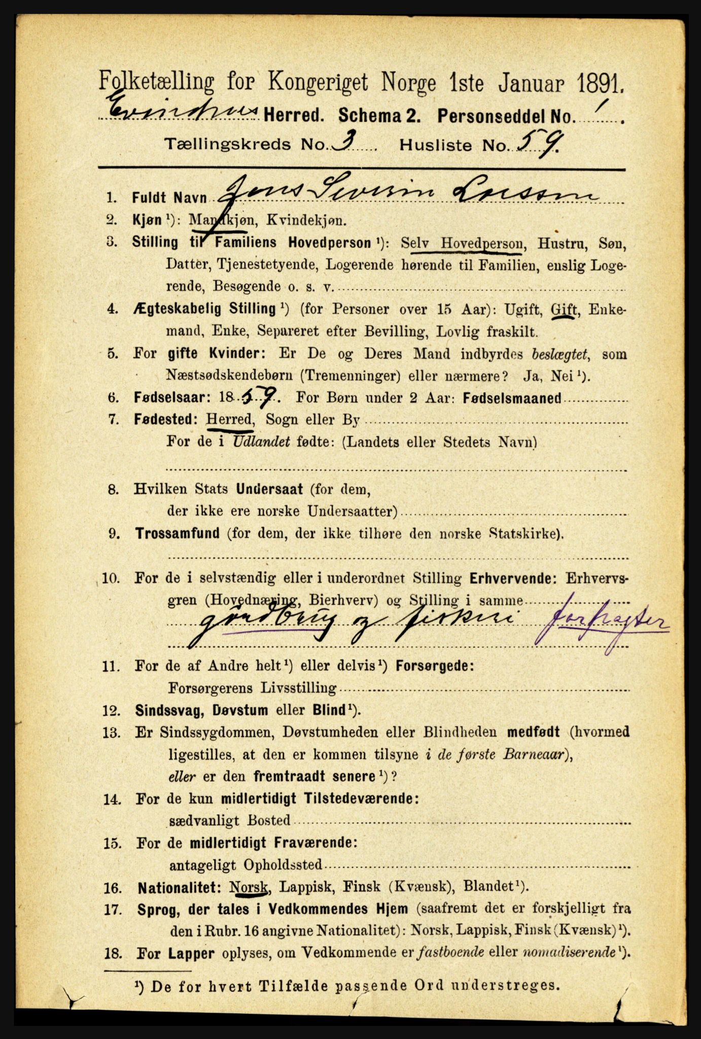RA, Folketelling 1891 for 1853 Evenes herred, 1891, s. 1146