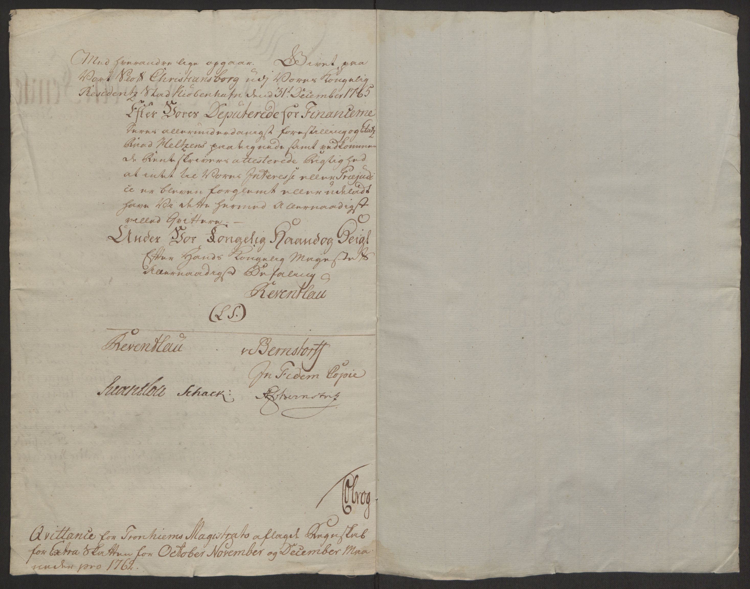 Rentekammeret inntil 1814, Reviderte regnskaper, Byregnskaper, RA/EA-4066/R/Rs/L0516/0001: [S9] Kontribusjonsregnskap / Ekstraskatt, 1762-1767, s. 9