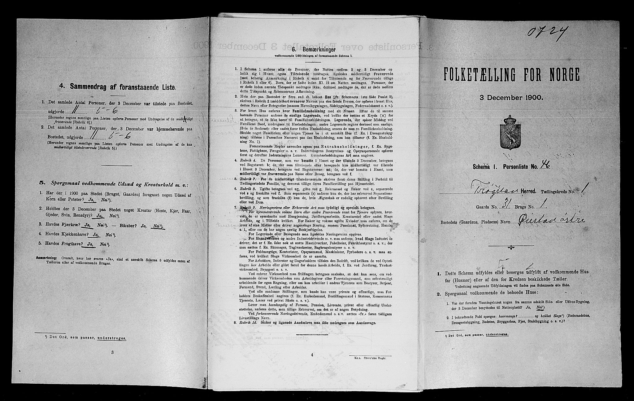 SAO, Folketelling 1900 for 0122 Trøgstad herred, 1900