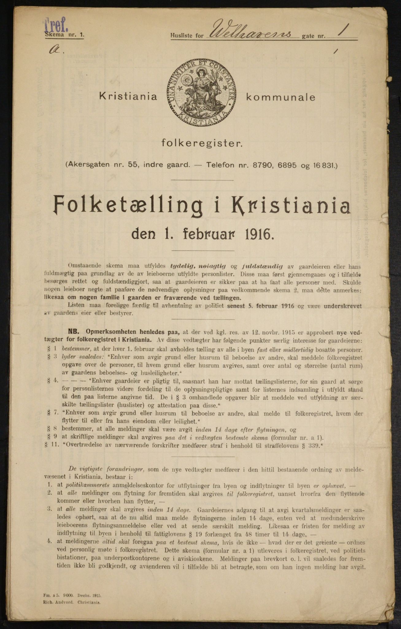 OBA, Kommunal folketelling 1.2.1916 for Kristiania, 1916, s. 131004