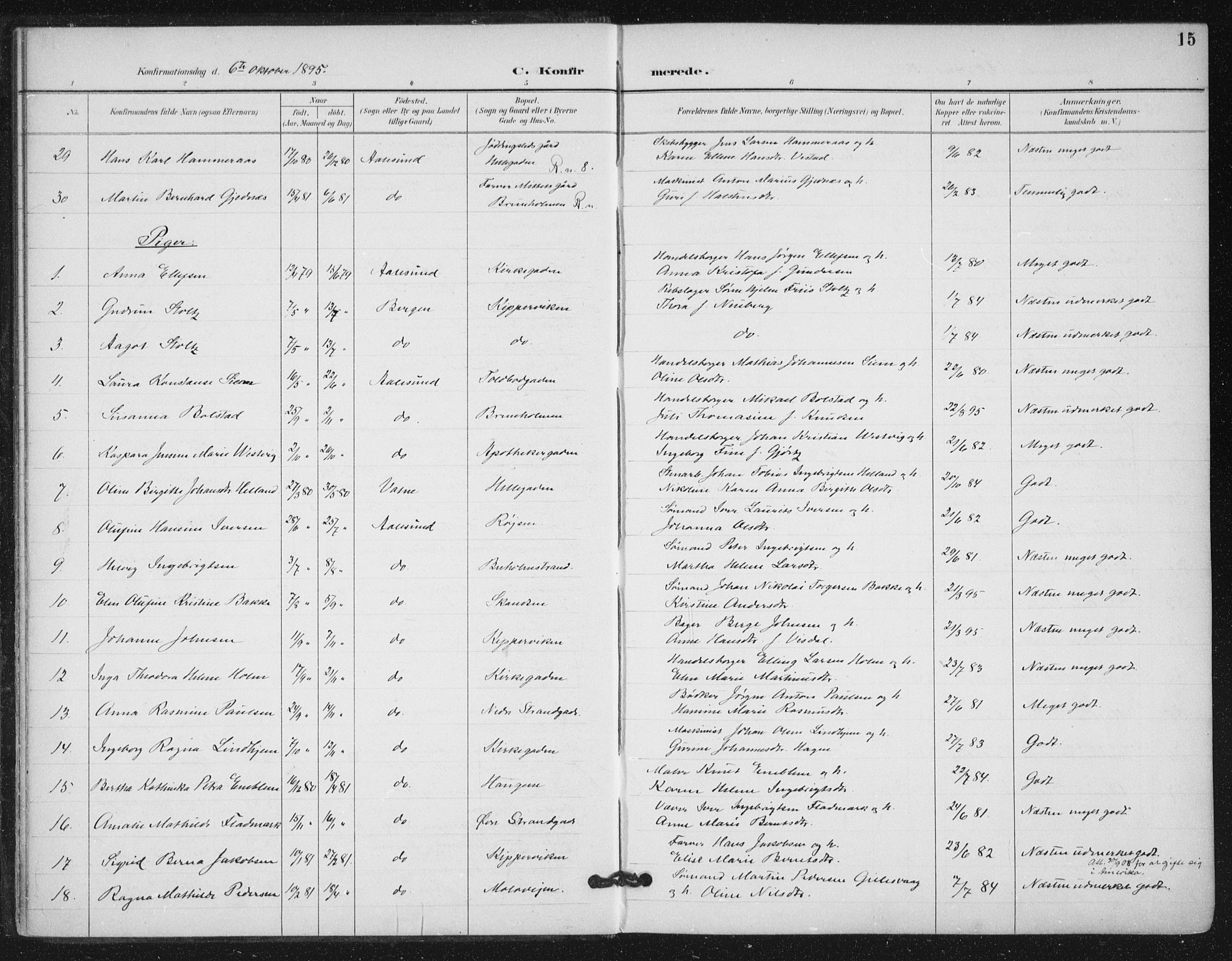 Ministerialprotokoller, klokkerbøker og fødselsregistre - Møre og Romsdal, AV/SAT-A-1454/529/L0457: Ministerialbok nr. 529A07, 1894-1903, s. 15