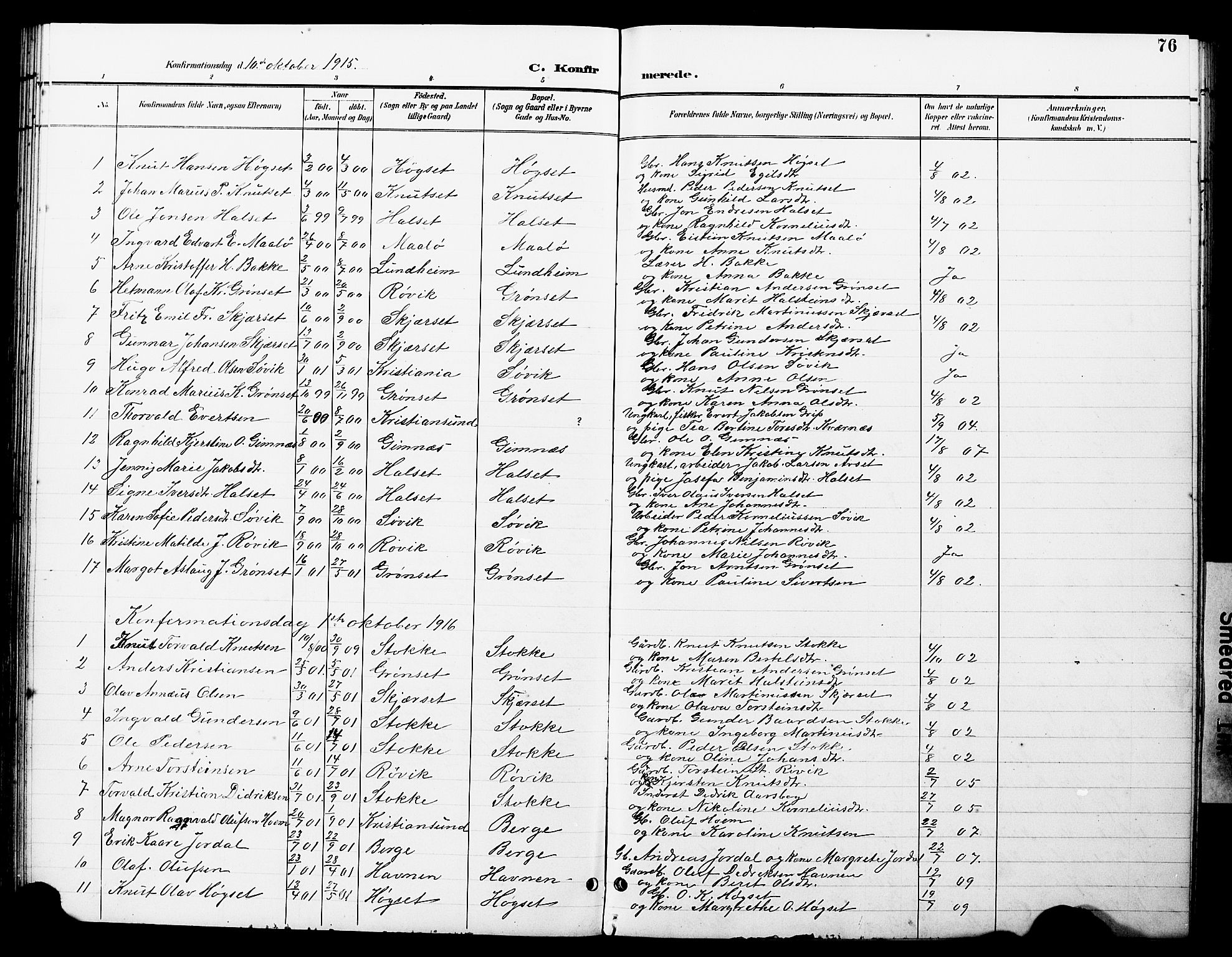 Ministerialprotokoller, klokkerbøker og fødselsregistre - Møre og Romsdal, AV/SAT-A-1454/585/L0973: Klokkerbok nr. 585C01, 1893-1930, s. 76