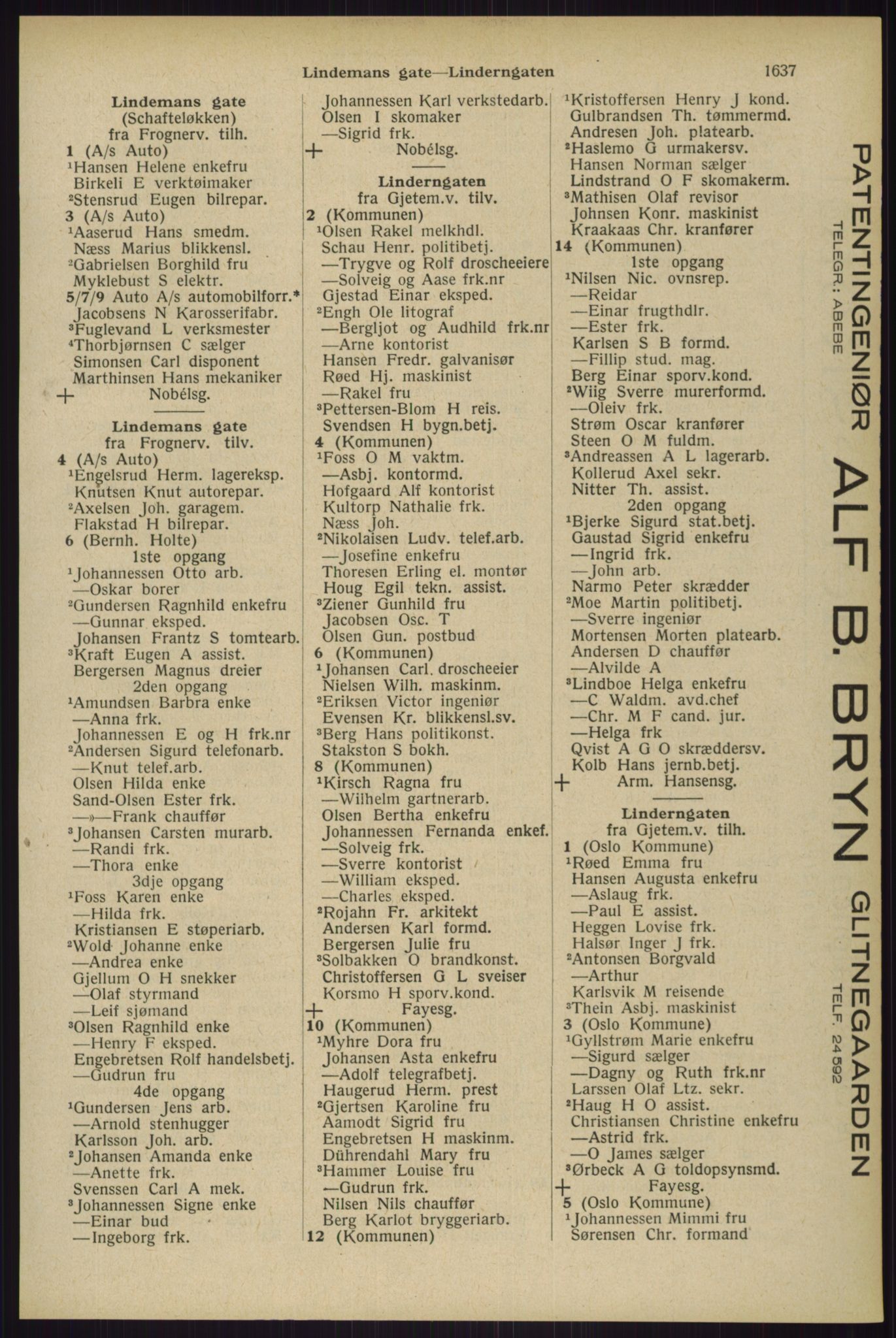 Kristiania/Oslo adressebok, PUBL/-, 1929, s. 1637