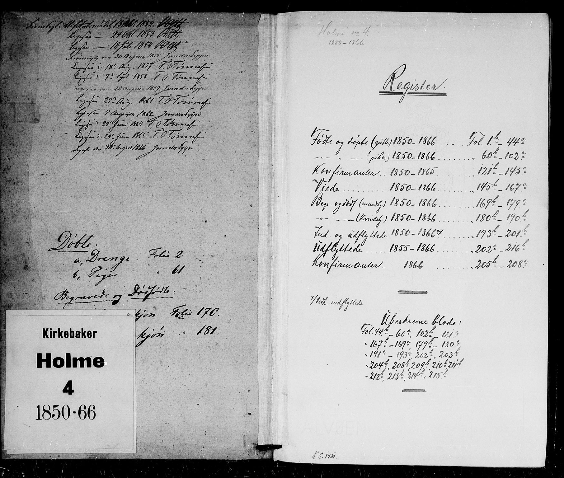 Holum sokneprestkontor, SAK/1111-0022/F/Fb/Fba/L0003: Klokkerbok nr. B 3, 1850-1866