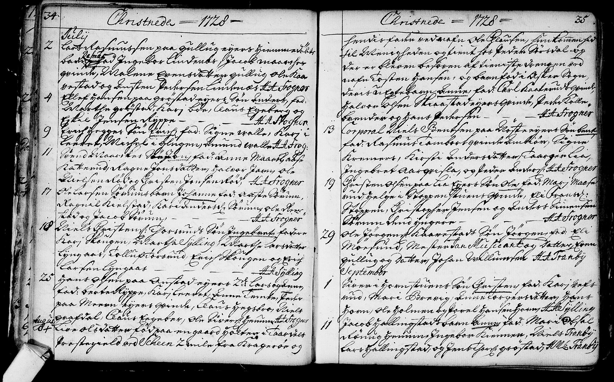 Lier kirkebøker, SAKO/A-230/F/Fa/L0003: Ministerialbok nr. I 3, 1727-1748, s. 34-35