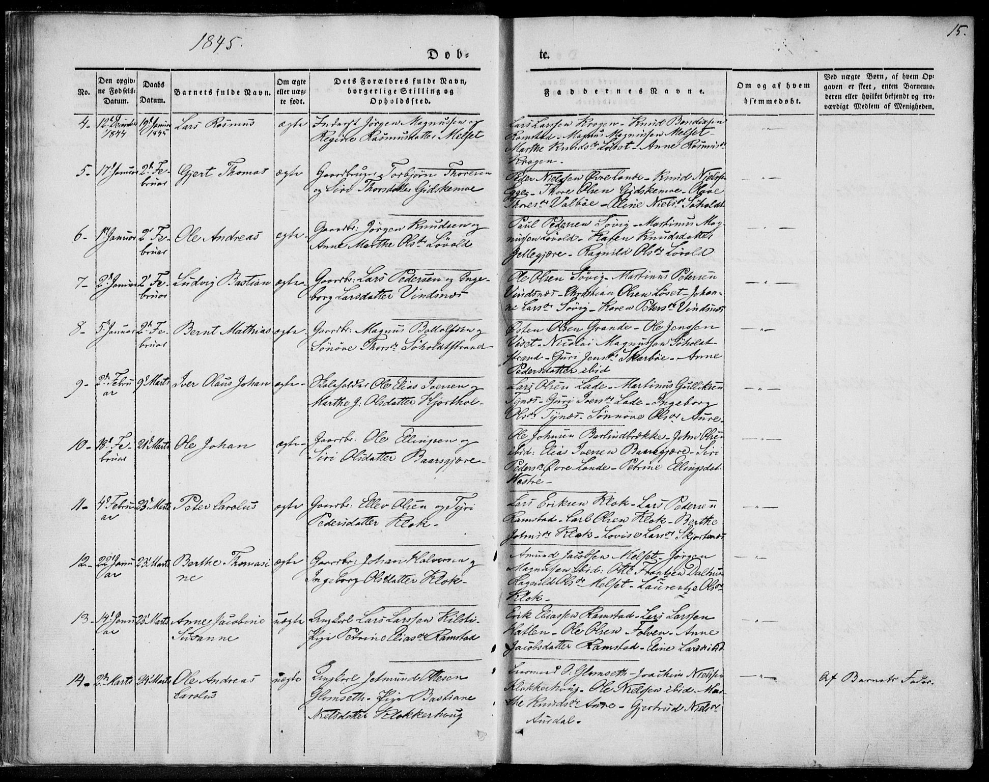 Ministerialprotokoller, klokkerbøker og fødselsregistre - Møre og Romsdal, SAT/A-1454/522/L0312: Ministerialbok nr. 522A07, 1843-1851, s. 15