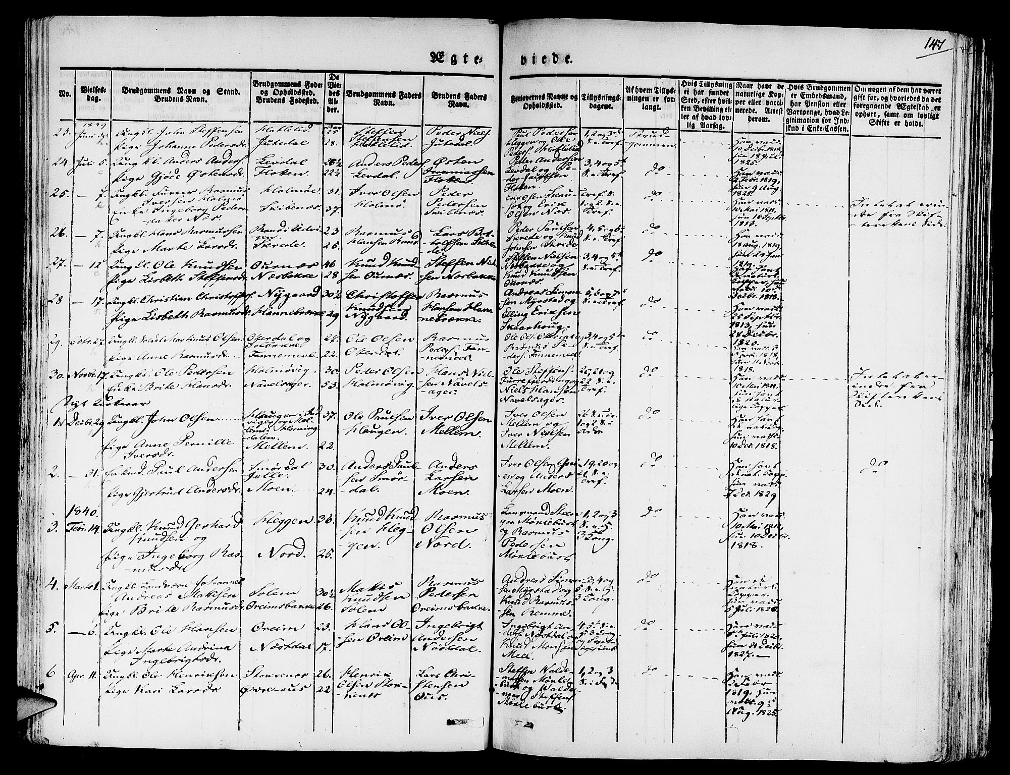 Eid sokneprestembete, AV/SAB-A-82301/H/Haa/Haaa/L0006: Ministerialbok nr. A 6, 1831-1843, s. 147