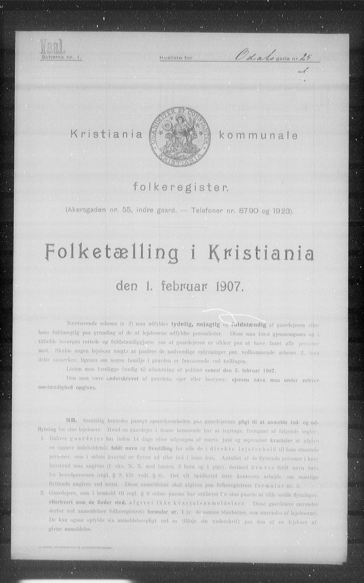 OBA, Kommunal folketelling 1.2.1907 for Kristiania kjøpstad, 1907, s. 38191