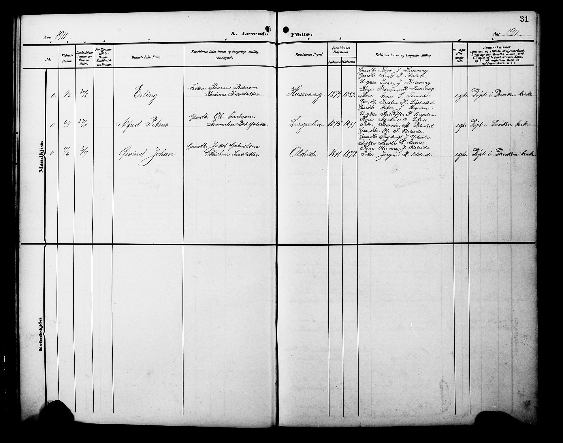 Davik sokneprestembete, AV/SAB-A-79701/H/Hab/Habc/L0003: Klokkerbok nr. C 3, 1907-1929, s. 31