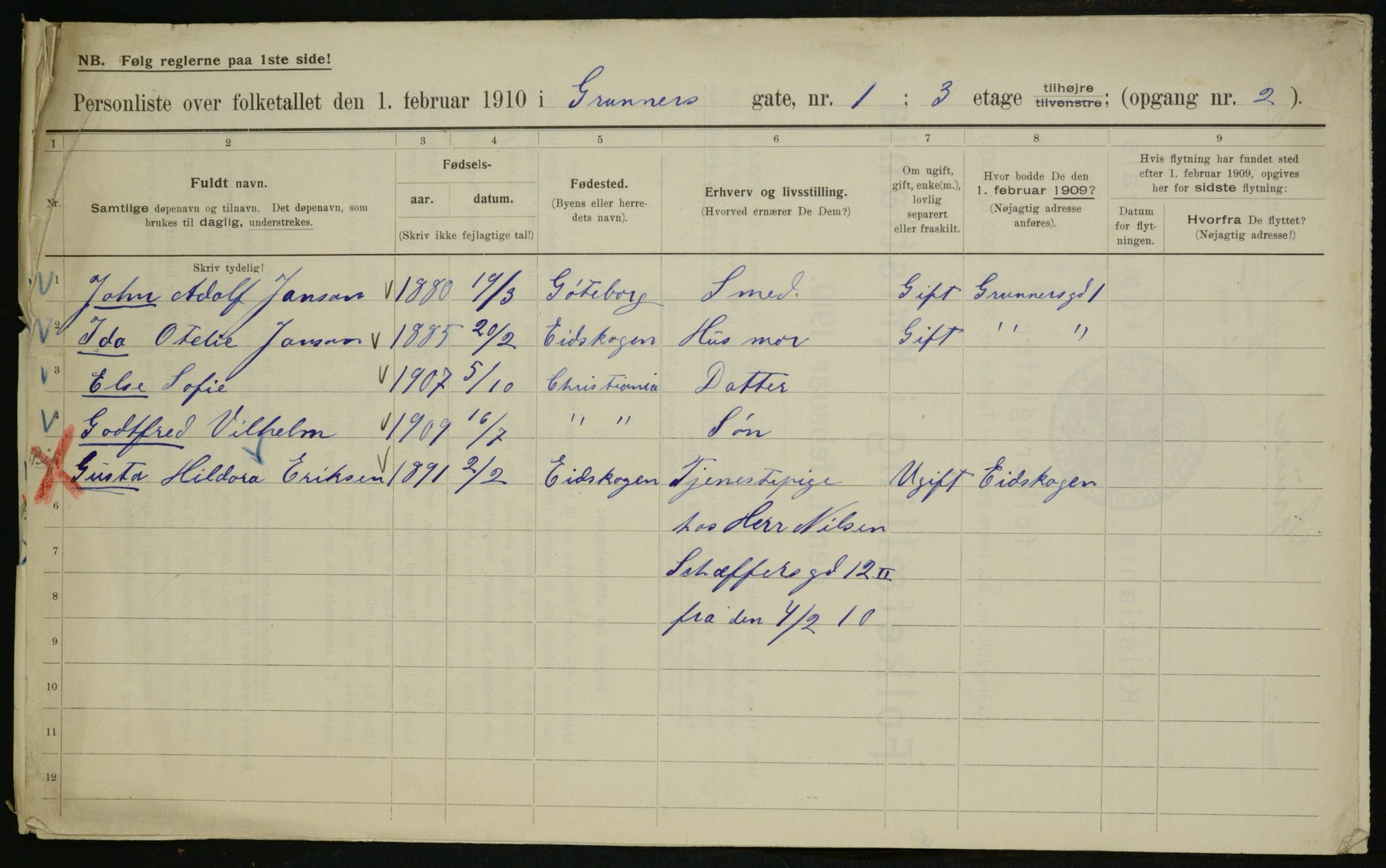 OBA, Kommunal folketelling 1.2.1910 for Kristiania, 1910, s. 29354