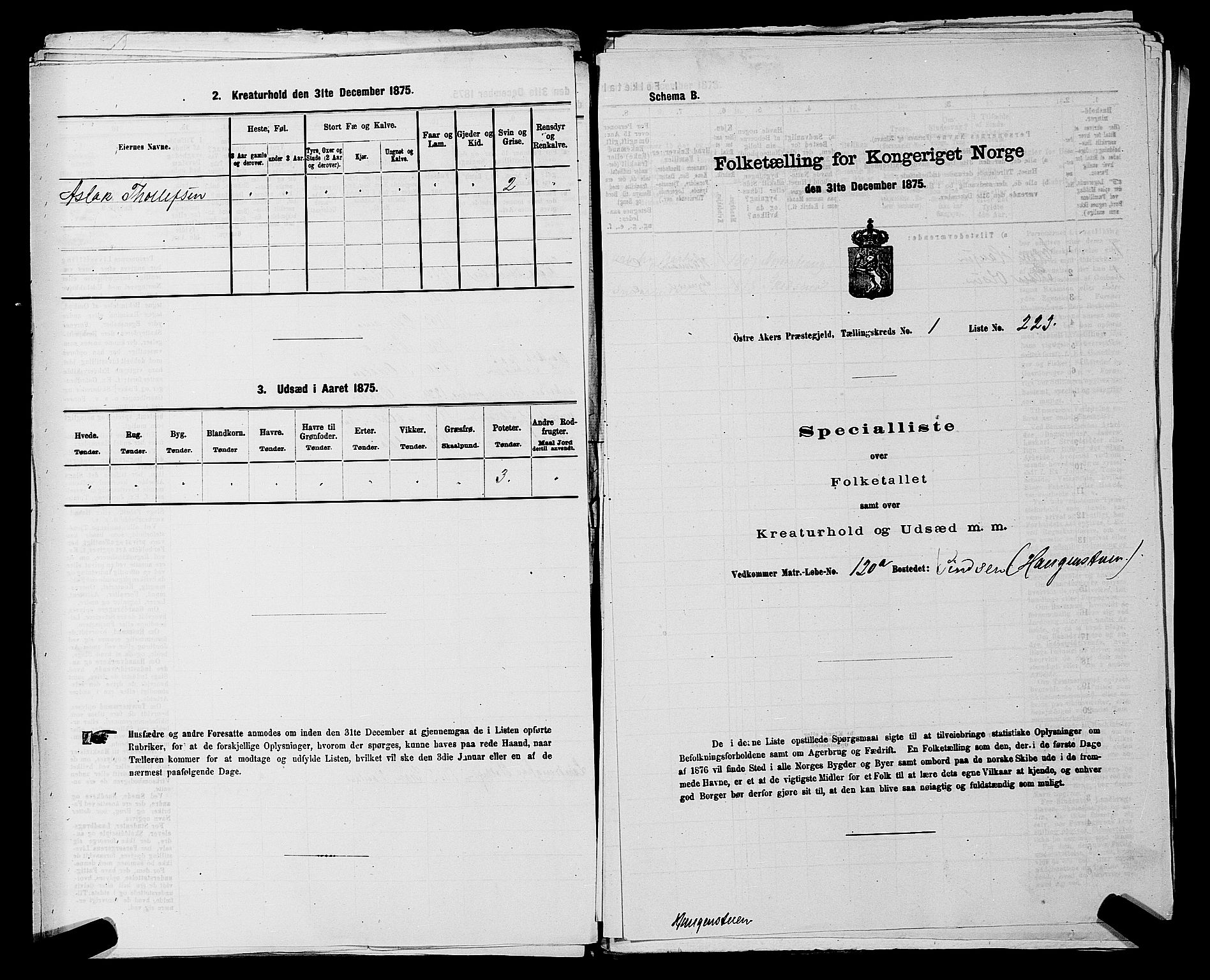 RA, Folketelling 1875 for 0218bP Østre Aker prestegjeld, 1875, s. 235