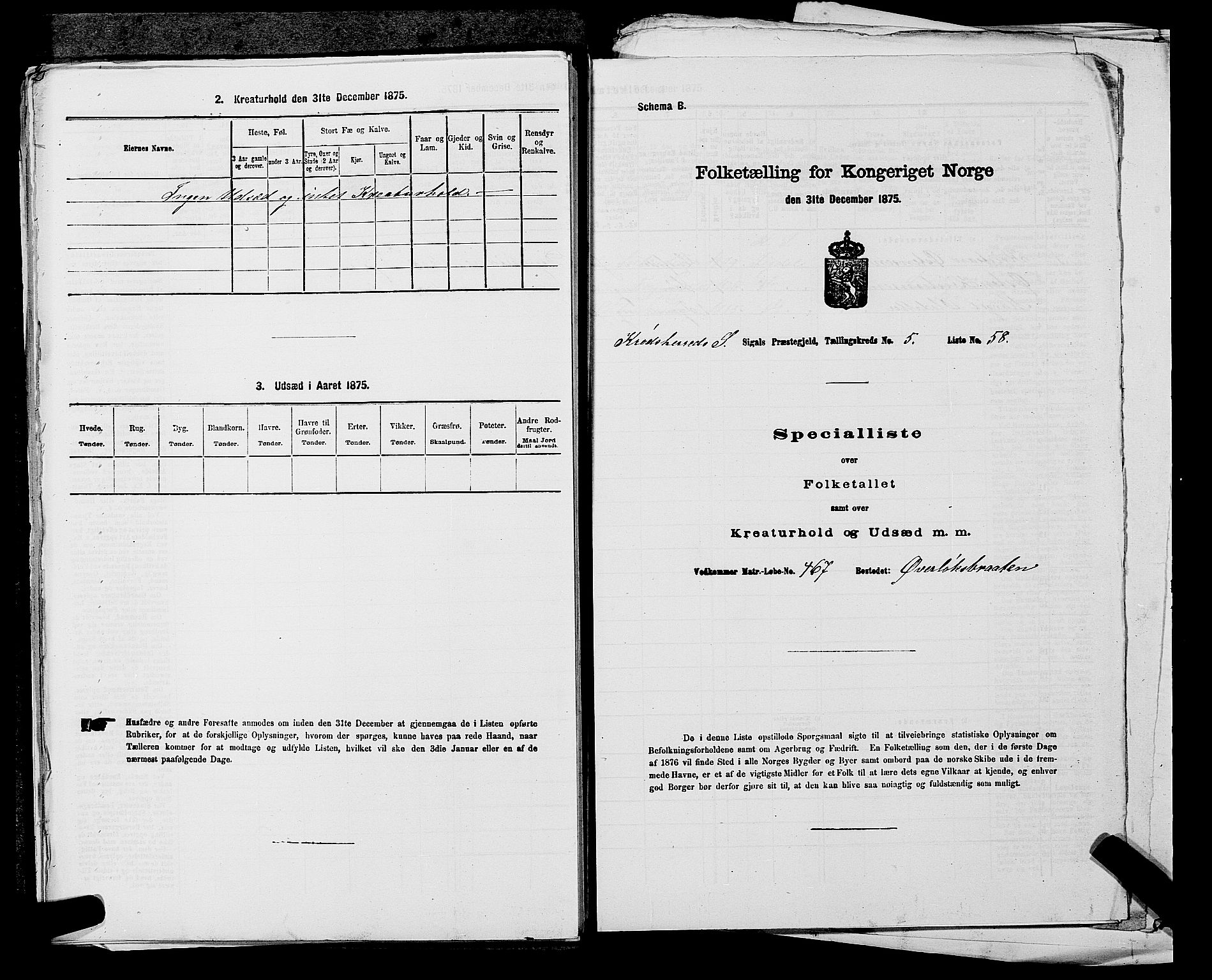 SAKO, Folketelling 1875 for 0621P Sigdal prestegjeld, 1875, s. 1864