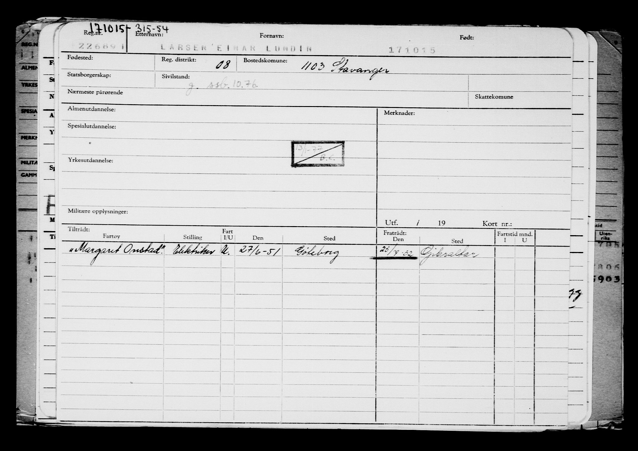 Direktoratet for sjømenn, AV/RA-S-3545/G/Gb/L0134: Hovedkort, 1915, s. 40